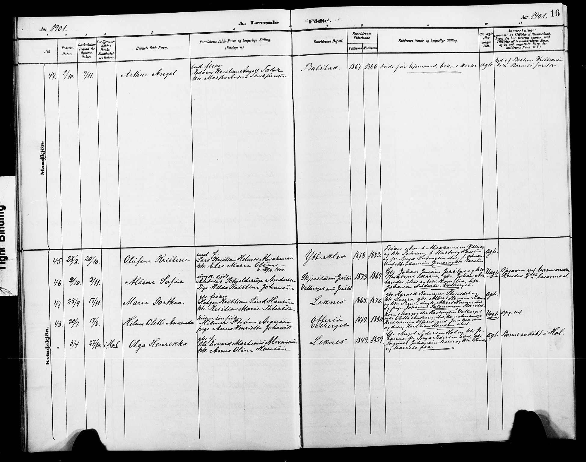 Ministerialprotokoller, klokkerbøker og fødselsregistre - Nordland, AV/SAT-A-1459/881/L1168: Parish register (copy) no. 881C05, 1900-1911, p. 16