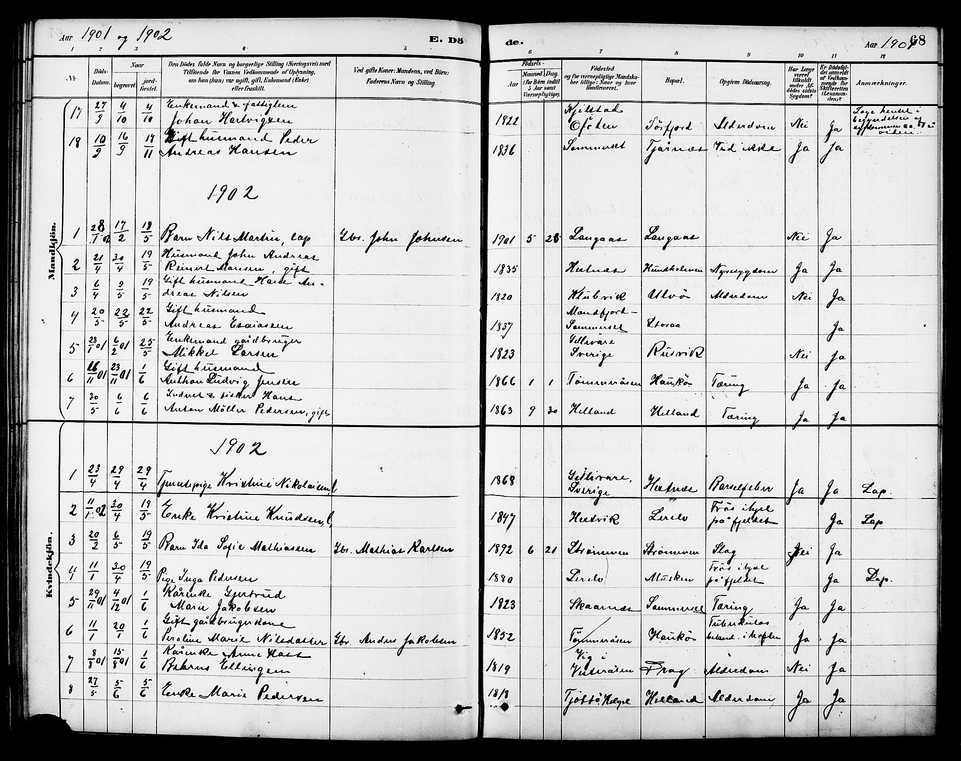 Ministerialprotokoller, klokkerbøker og fødselsregistre - Nordland, AV/SAT-A-1459/861/L0870: Parish register (official) no. 861A05, 1889-1903, p. 68