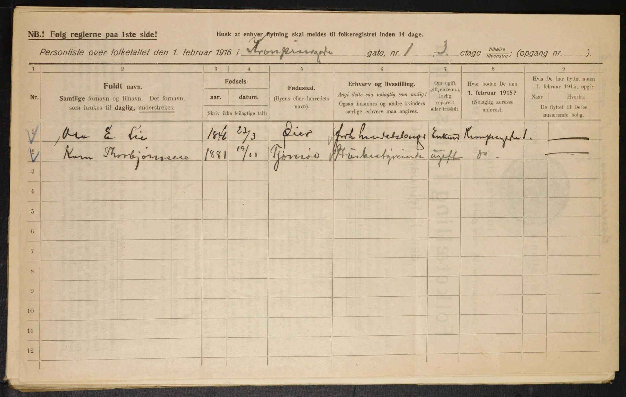 OBA, Municipal Census 1916 for Kristiania, 1916, p. 55672