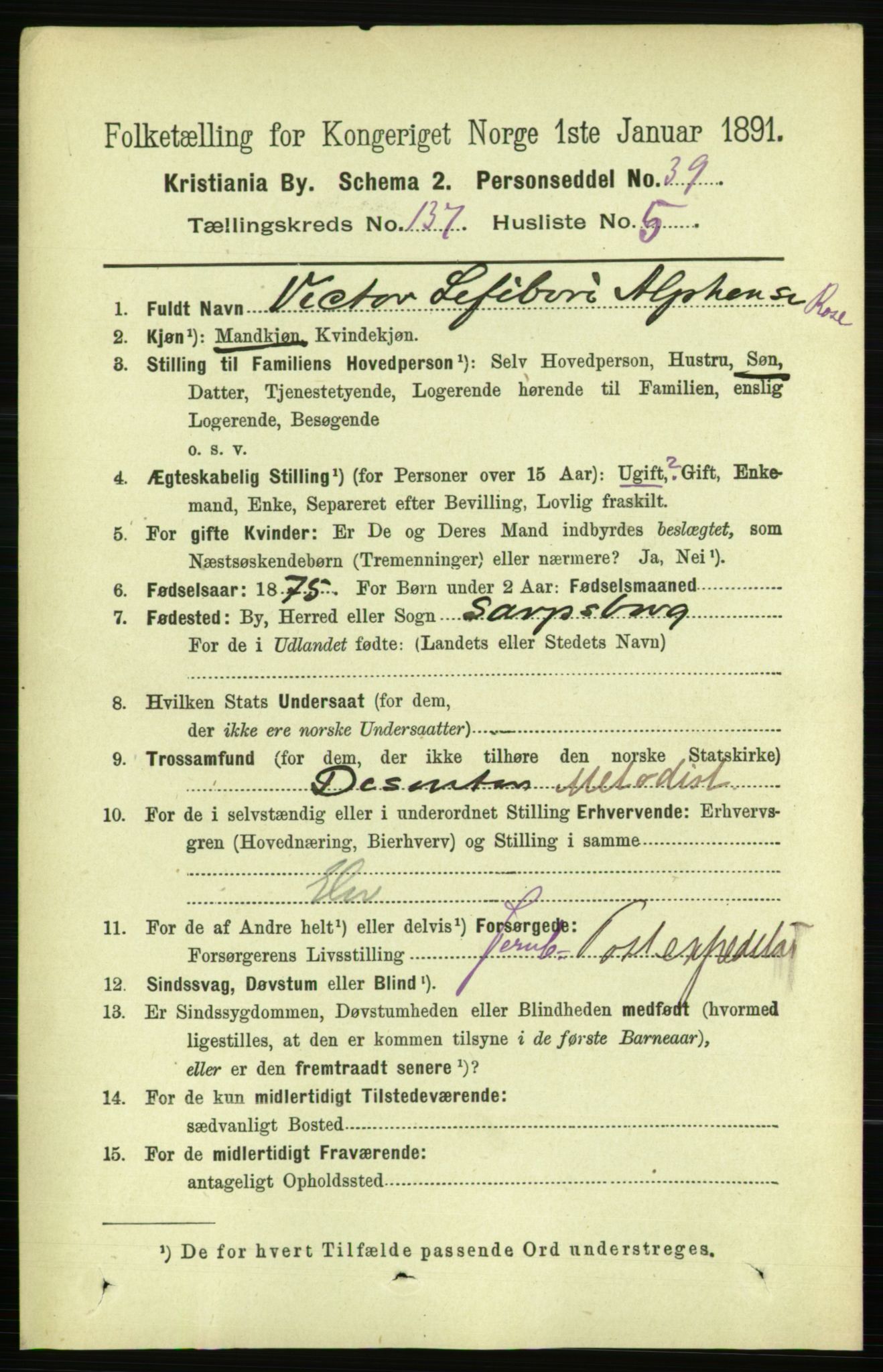 RA, 1891 census for 0301 Kristiania, 1891, p. 76437