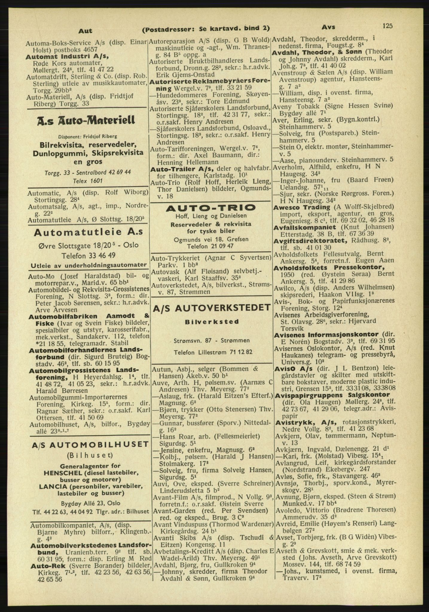 Kristiania/Oslo adressebok, PUBL/-, 1961-1962, p. 125