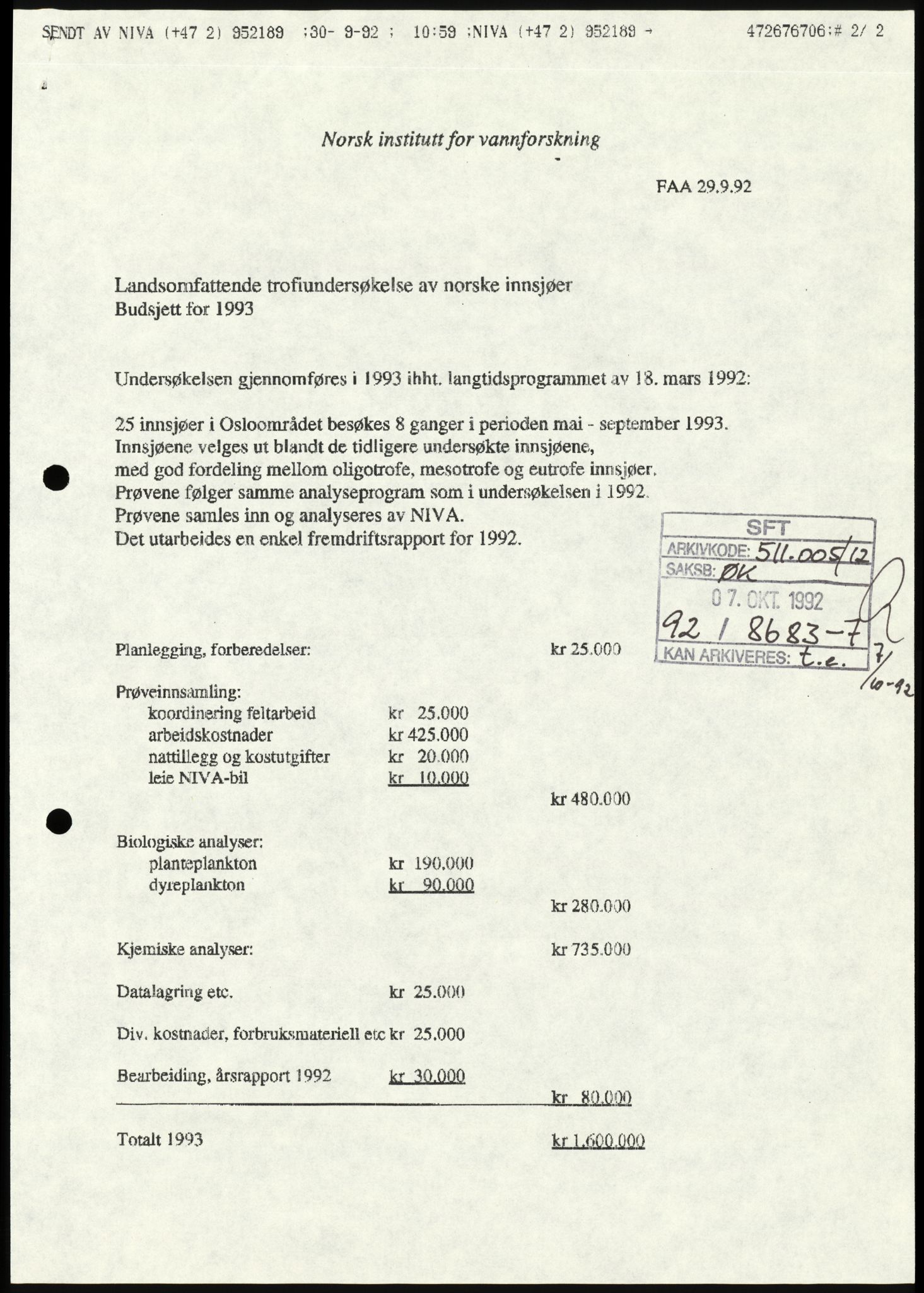 Statens forurensningstilsyn, hovedkontoret, AV/RA-S-4136/1/D/Da/L0906:  Vann, luft, jord - Utredninger, undersøkelser og kontroll, 1985-1993
