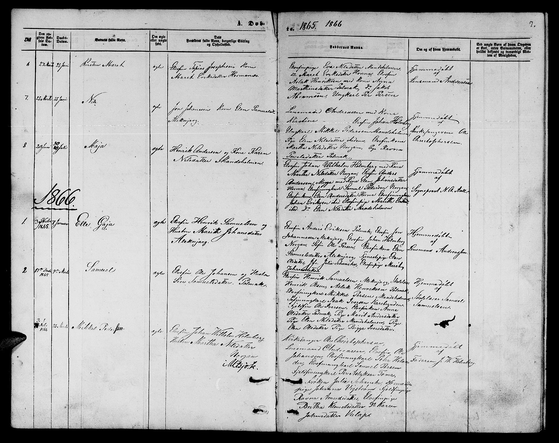 Nesseby sokneprestkontor, SATØ/S-1330/H/Hb/L0006klokker: Parish register (copy) no. 6, 1860-1876, p. 7