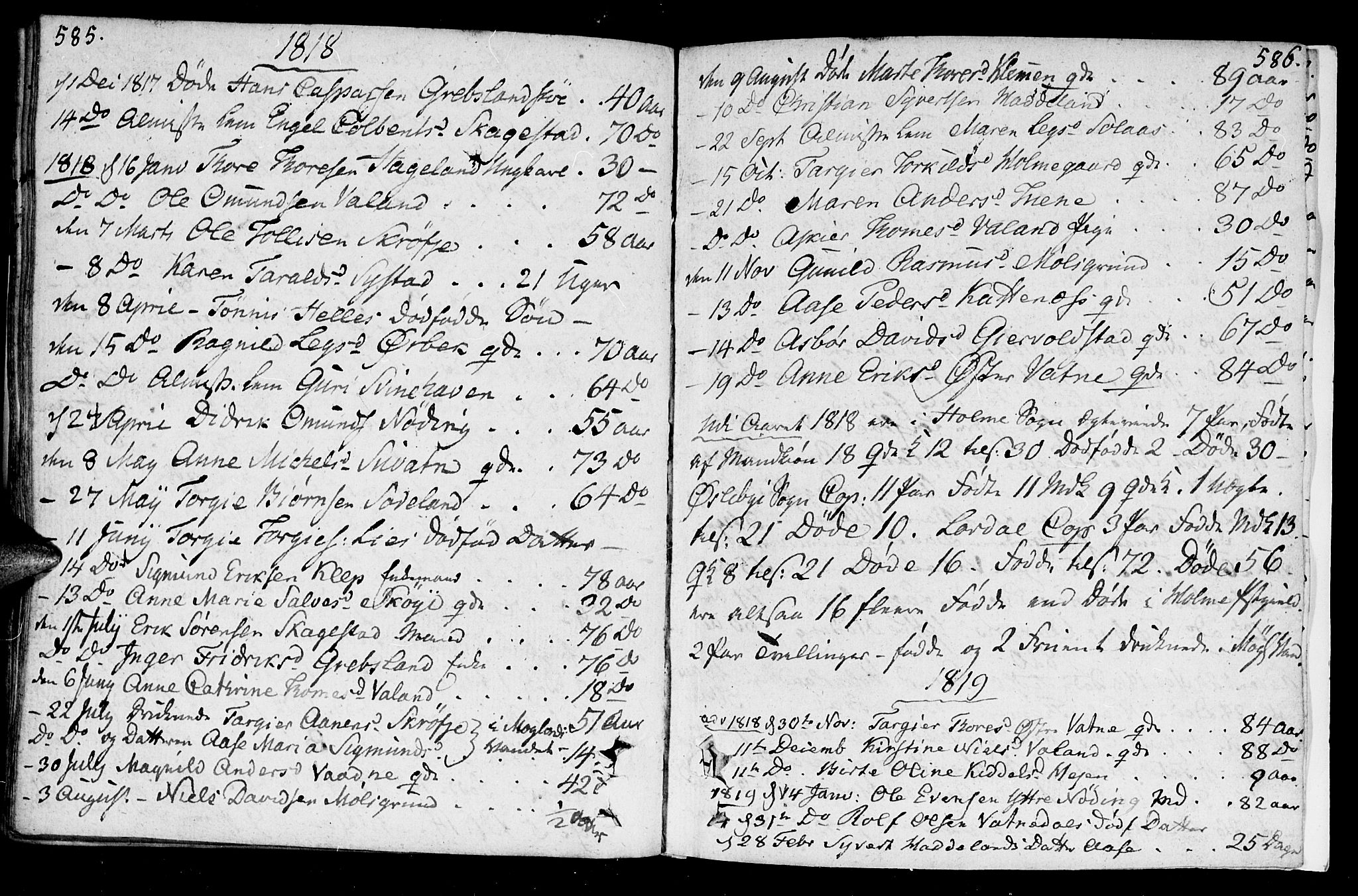 Holum sokneprestkontor, SAK/1111-0022/F/Fa/Faa/L0003: Parish register (official) no. A 3, 1780-1821, p. 585-586