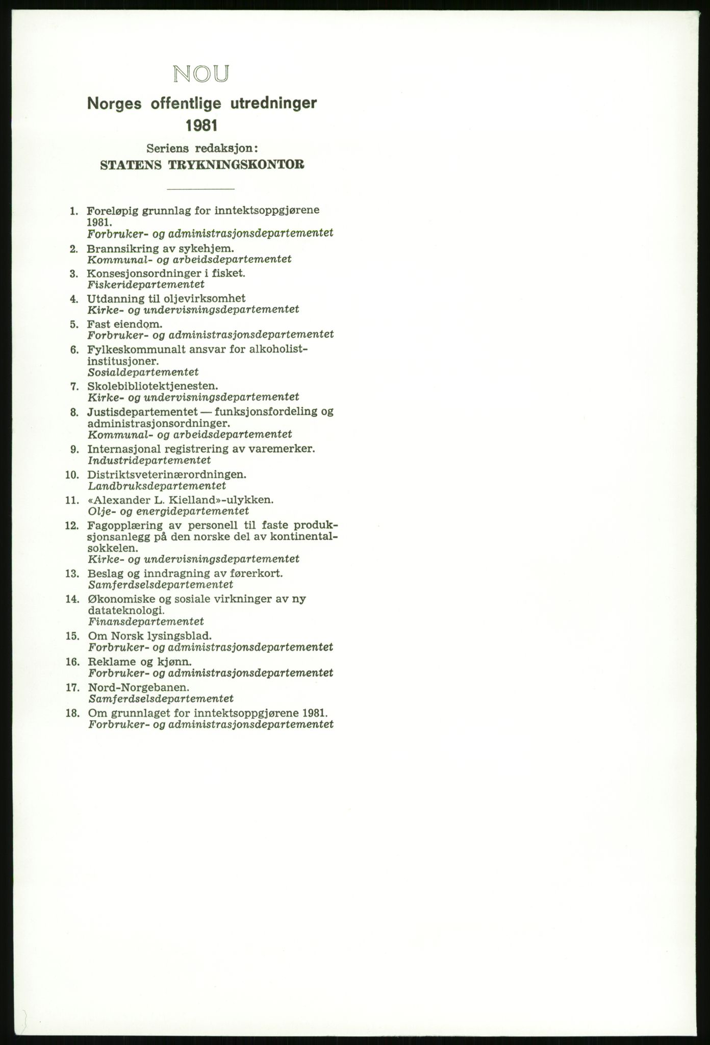 Justisdepartementet, Granskningskommisjonen ved Alexander Kielland-ulykken 27.3.1980, AV/RA-S-1165/D/L0003: 0001 NOU 1981:11 Alexander Kielland ulykken/0002 Korrespondanse/0003: Alexander L. Kielland: Operating manual, 1980-1981, p. 2