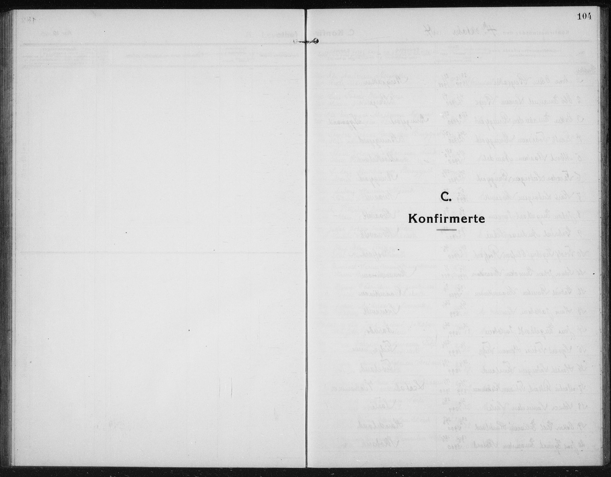 Lyngdal sokneprestkontor, SAK/1111-0029/F/Fb/Fbc/L0006: Parish register (copy) no. B 6, 1914-1934, p. 104