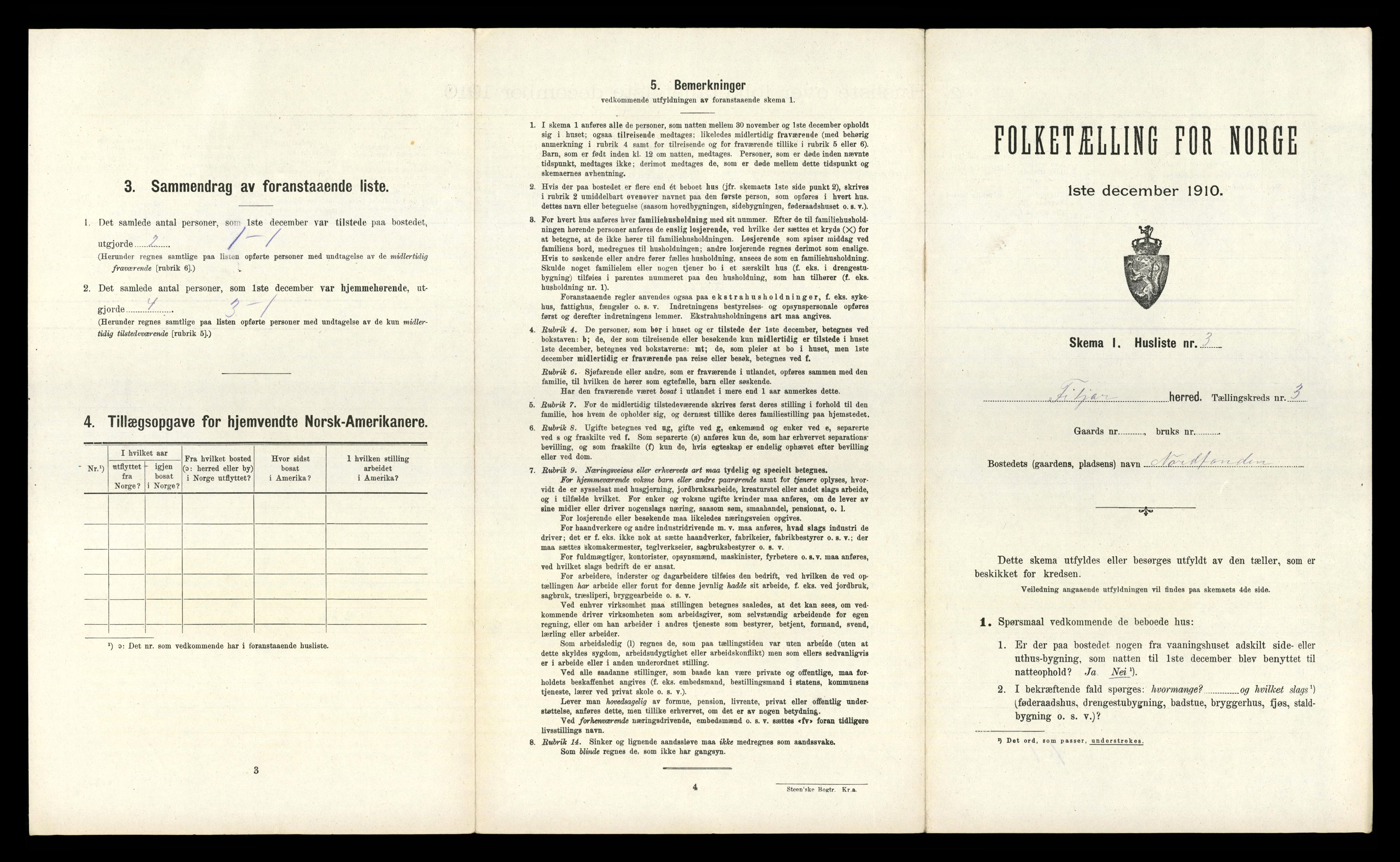RA, 1910 census for Fitjar, 1910, p. 233