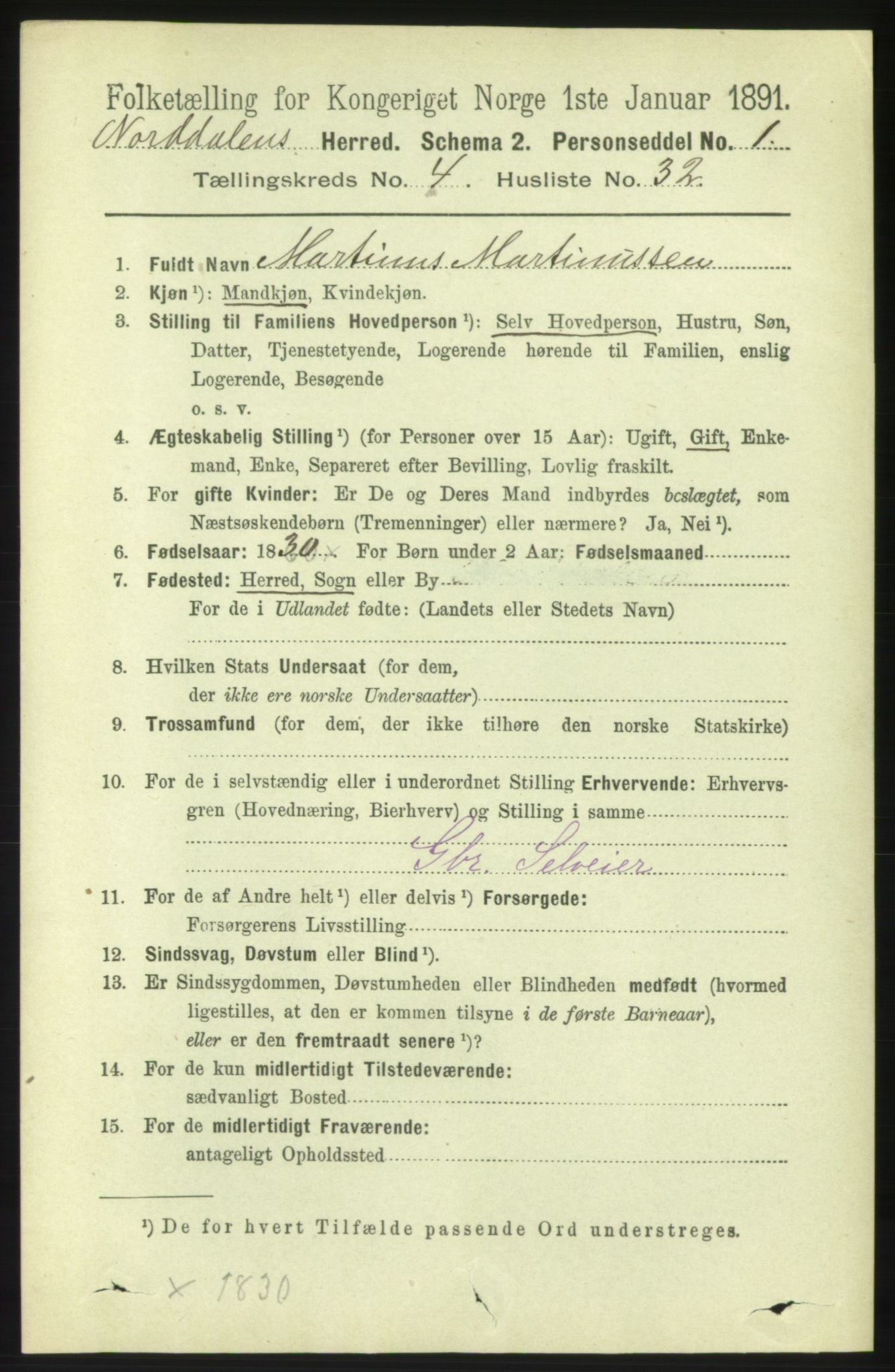 RA, 1891 census for 1524 Norddal, 1891, p. 961