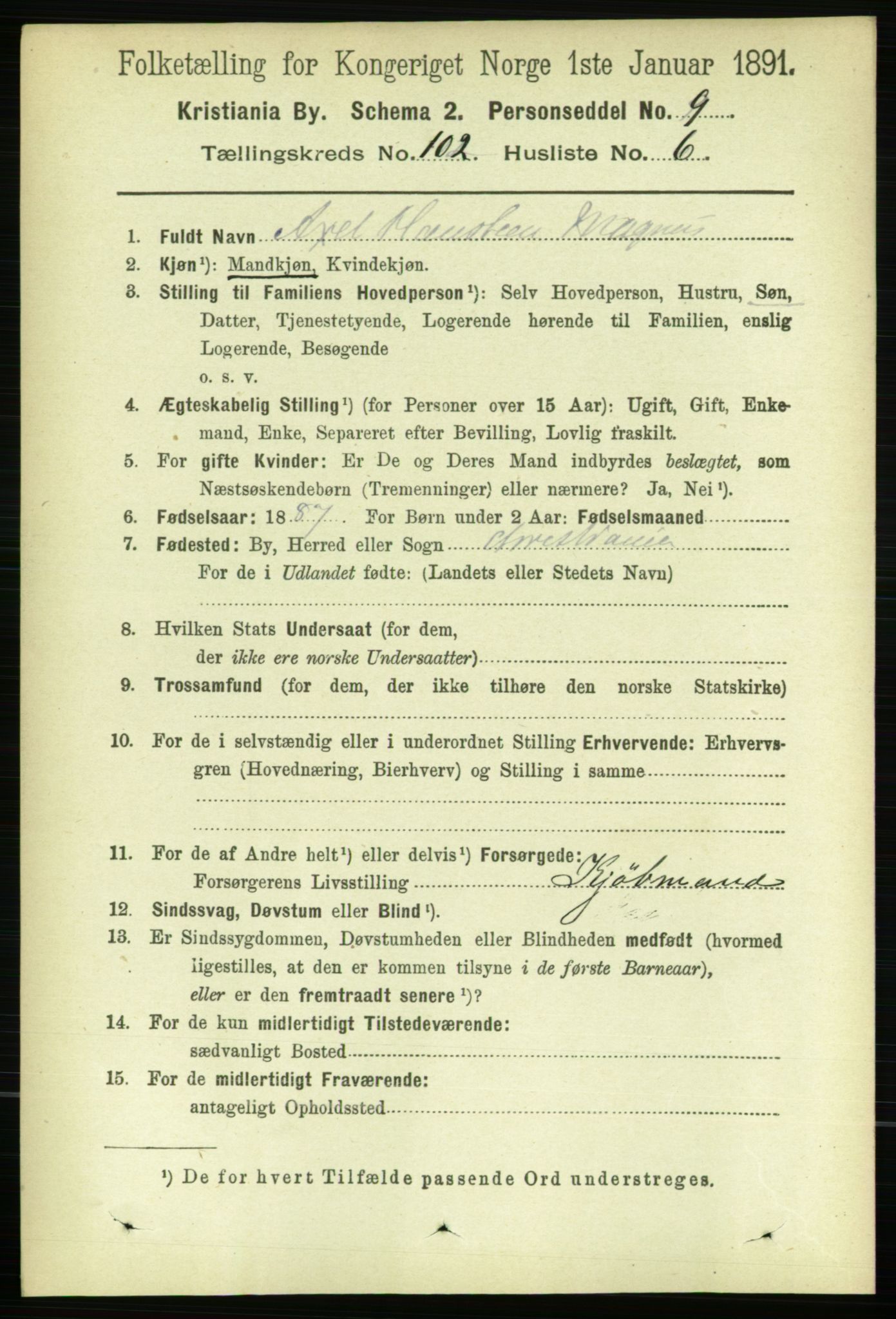 RA, 1891 census for 0301 Kristiania, 1891, p. 50743