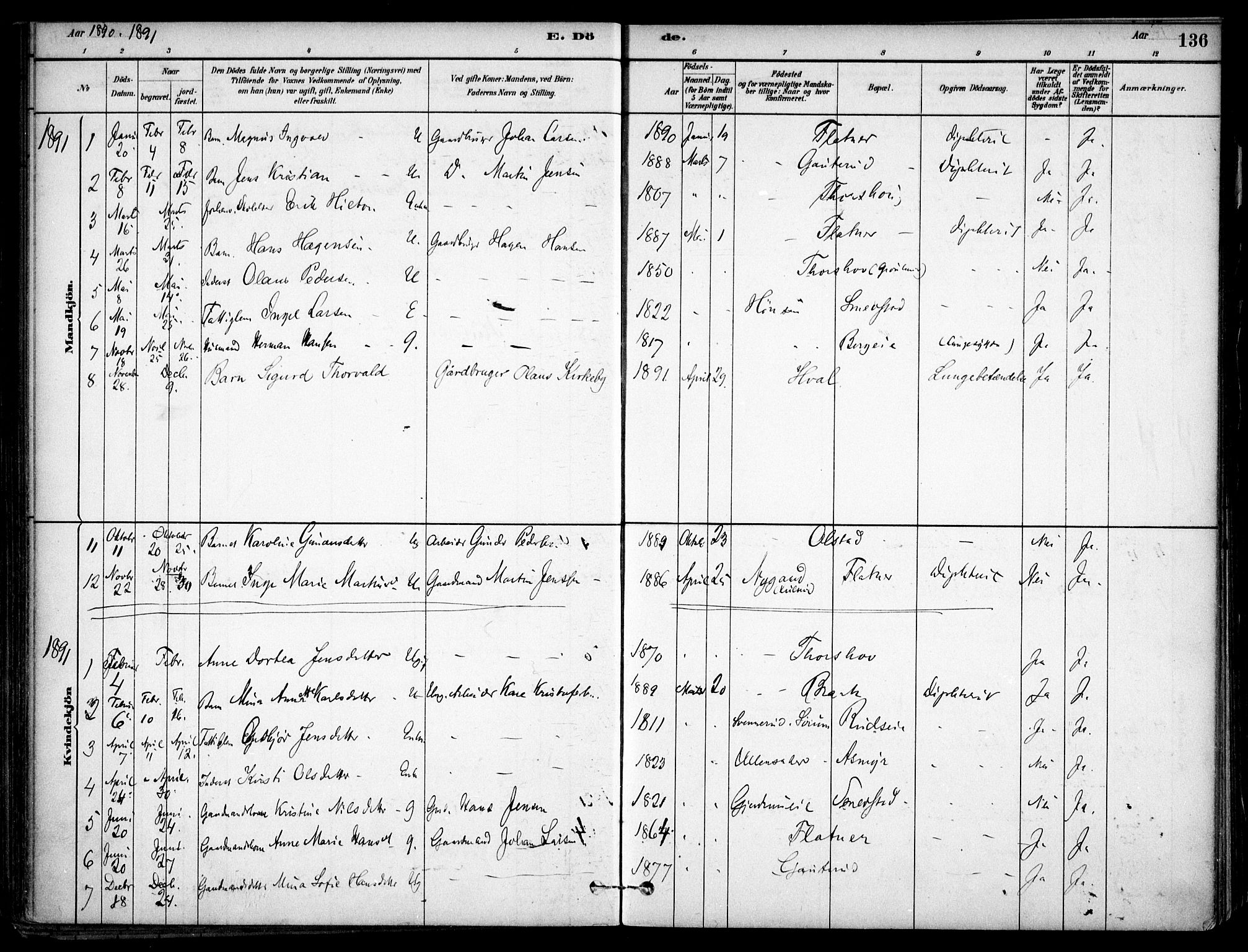 Gjerdrum prestekontor Kirkebøker, SAO/A-10412b/F/Fa/L0009: Parish register (official) no. I 9, 1881-1916, p. 136