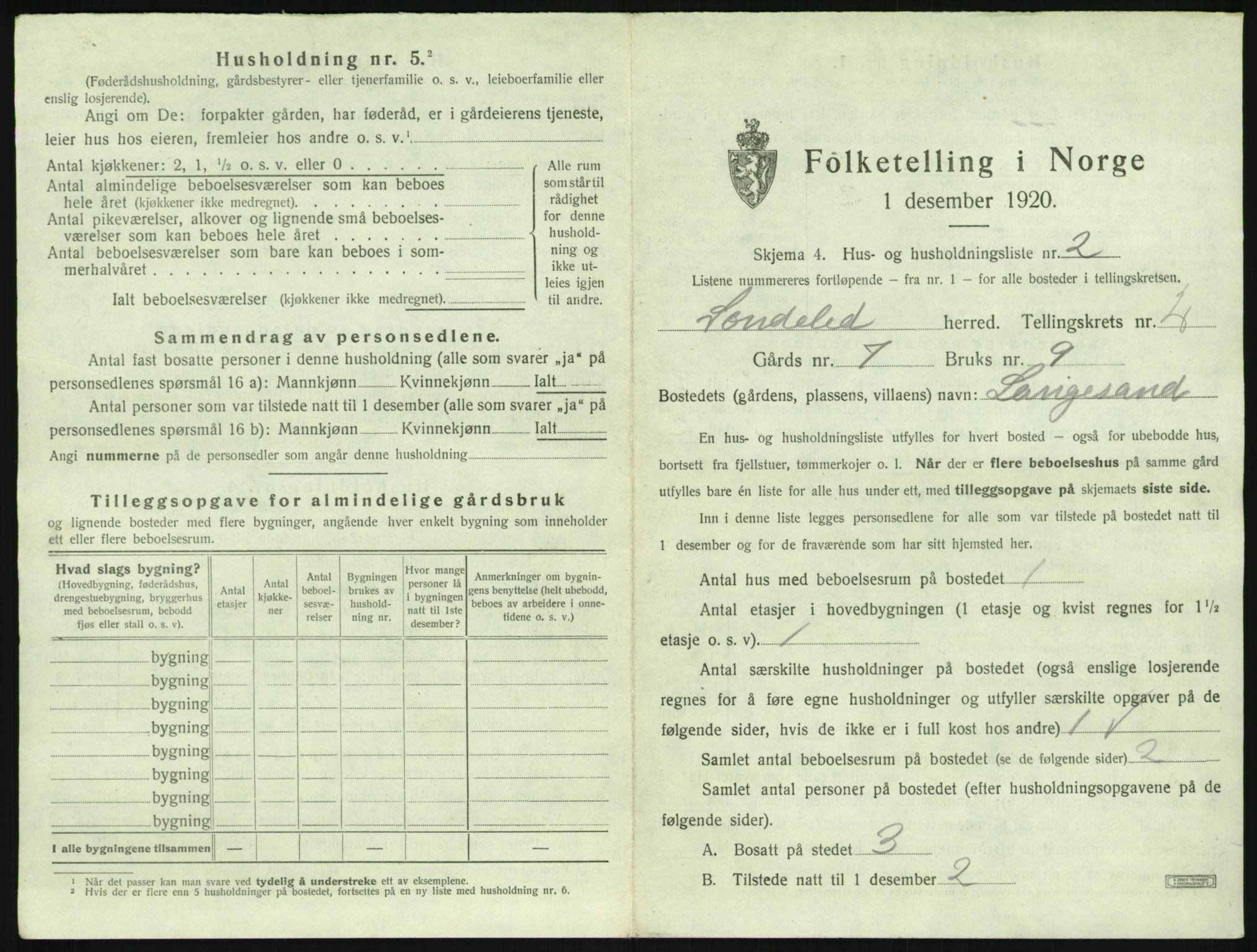 SAK, 1920 census for Søndeled, 1920, p. 153