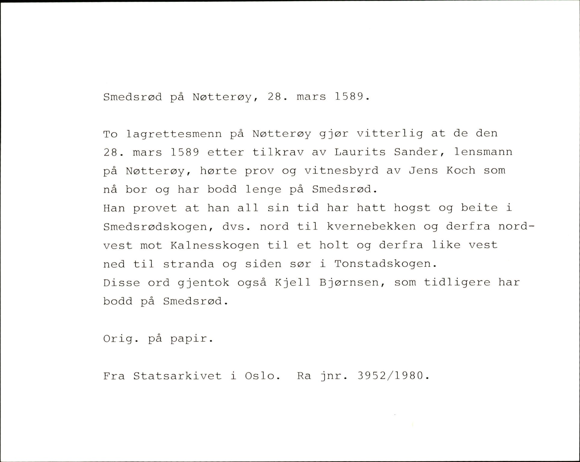 Riksarkivets diplomsamling, AV/RA-EA-5965/F35/F35k/L0002: Regestsedler: Prestearkiver fra Hedmark, Oppland, Buskerud og Vestfold, p. 737