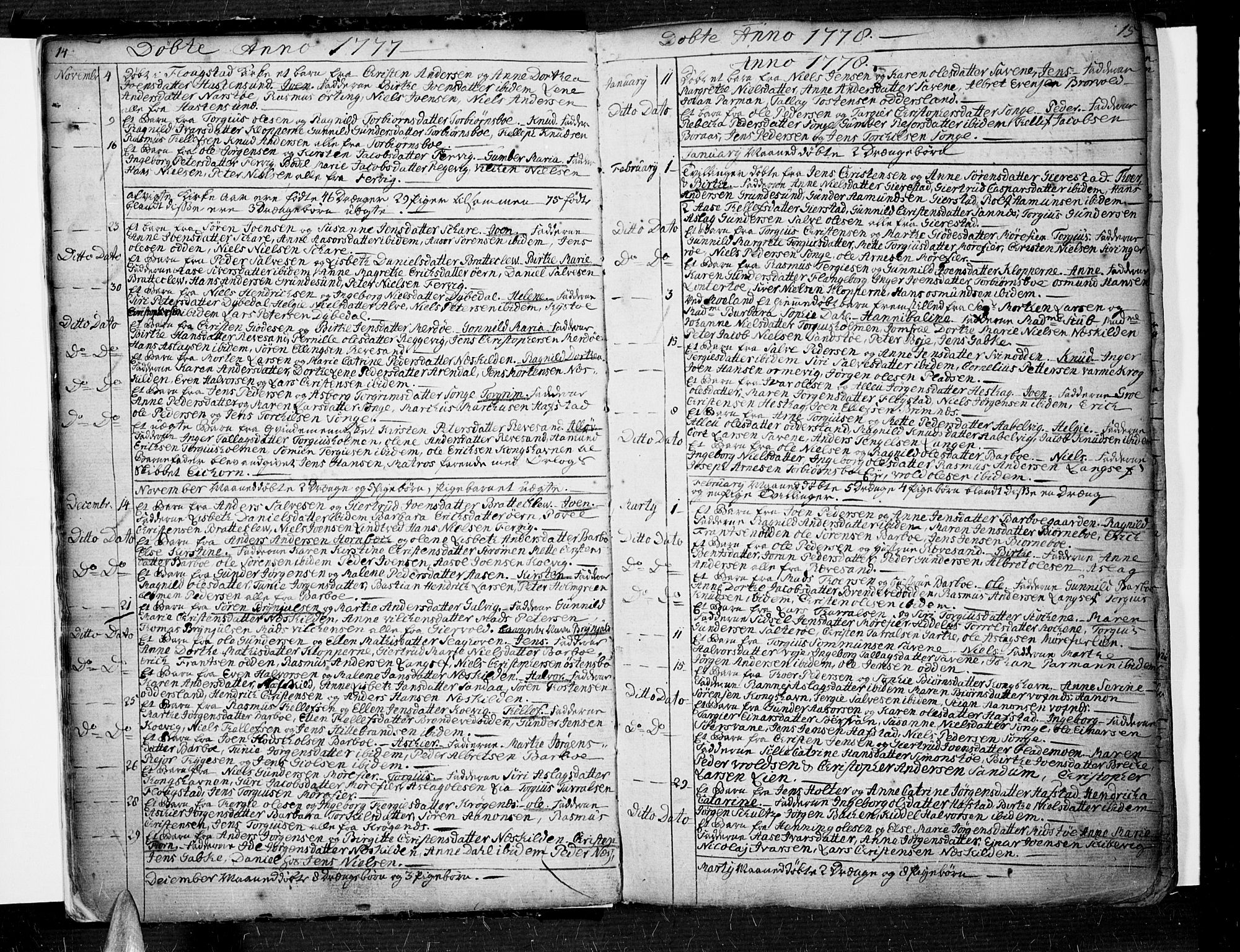 Tromøy sokneprestkontor, AV/SAK-1111-0041/F/Fa/L0002: Parish register (official) no. A 2, 1773-1808, p. 14-15