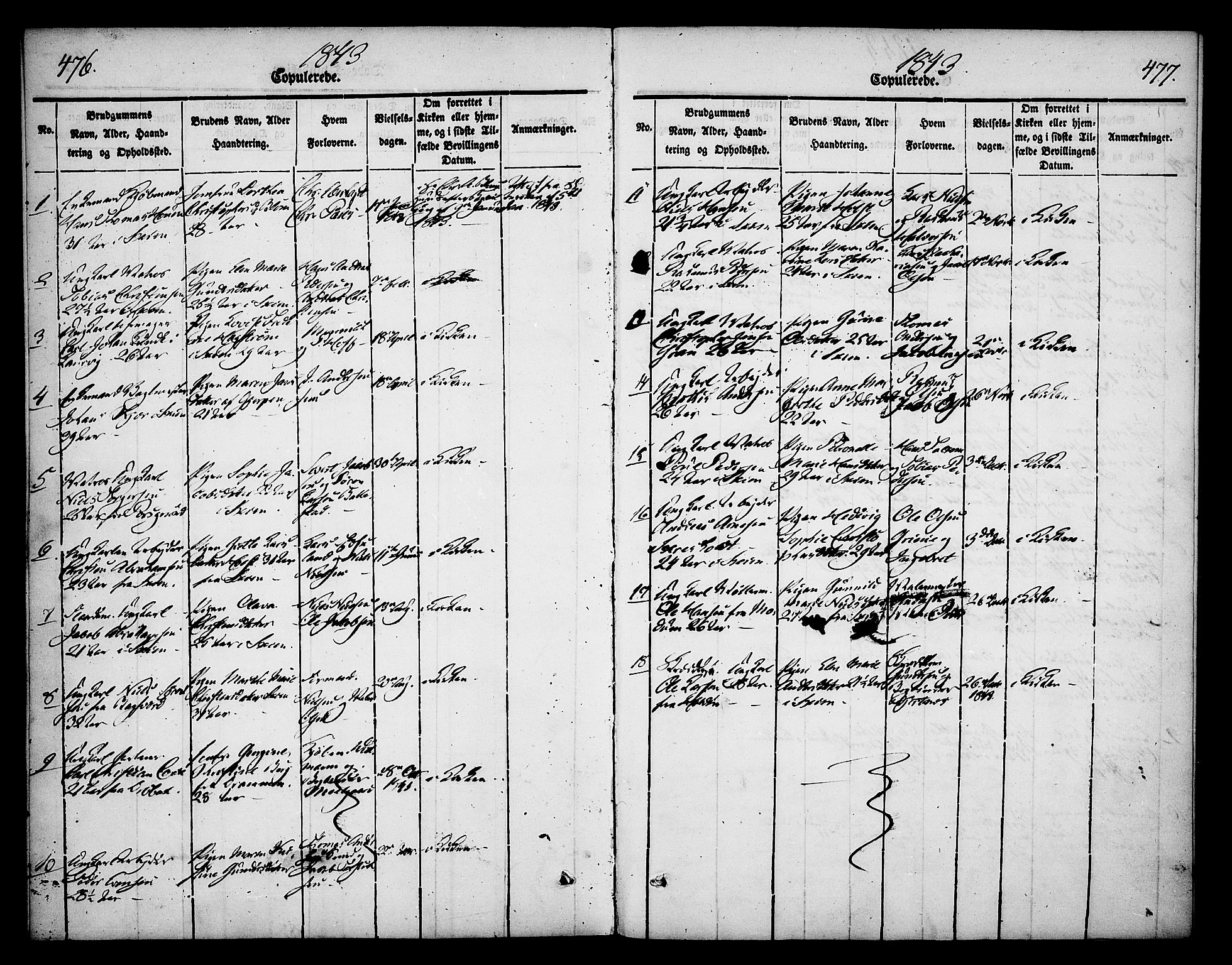 Skien kirkebøker, AV/SAKO-A-302/F/Fa/L0006b: Parish register (official) no. 6B, 1843-1846, p. 476-477