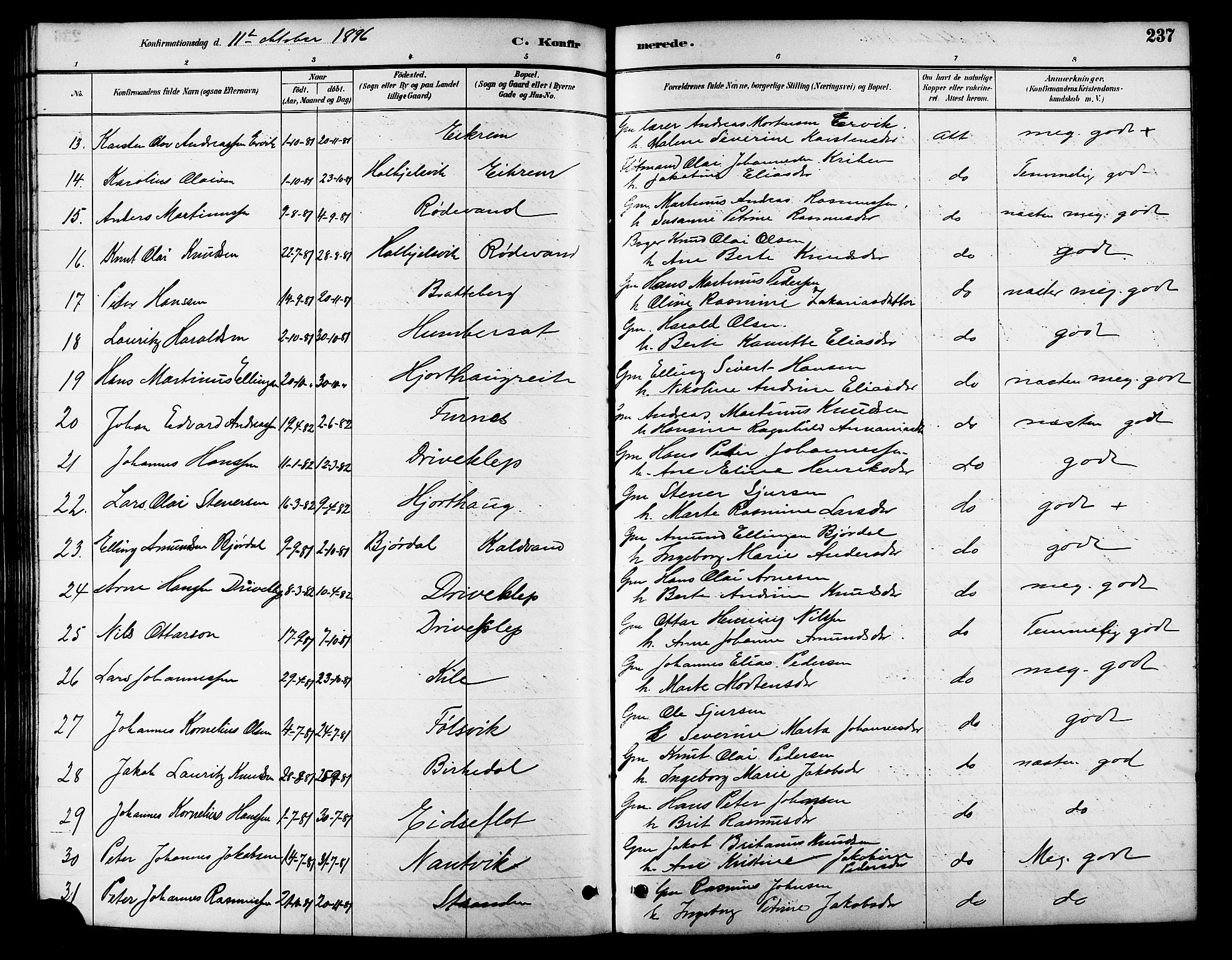 Ministerialprotokoller, klokkerbøker og fødselsregistre - Møre og Romsdal, AV/SAT-A-1454/511/L0158: Parish register (copy) no. 511C04, 1884-1903, p. 237