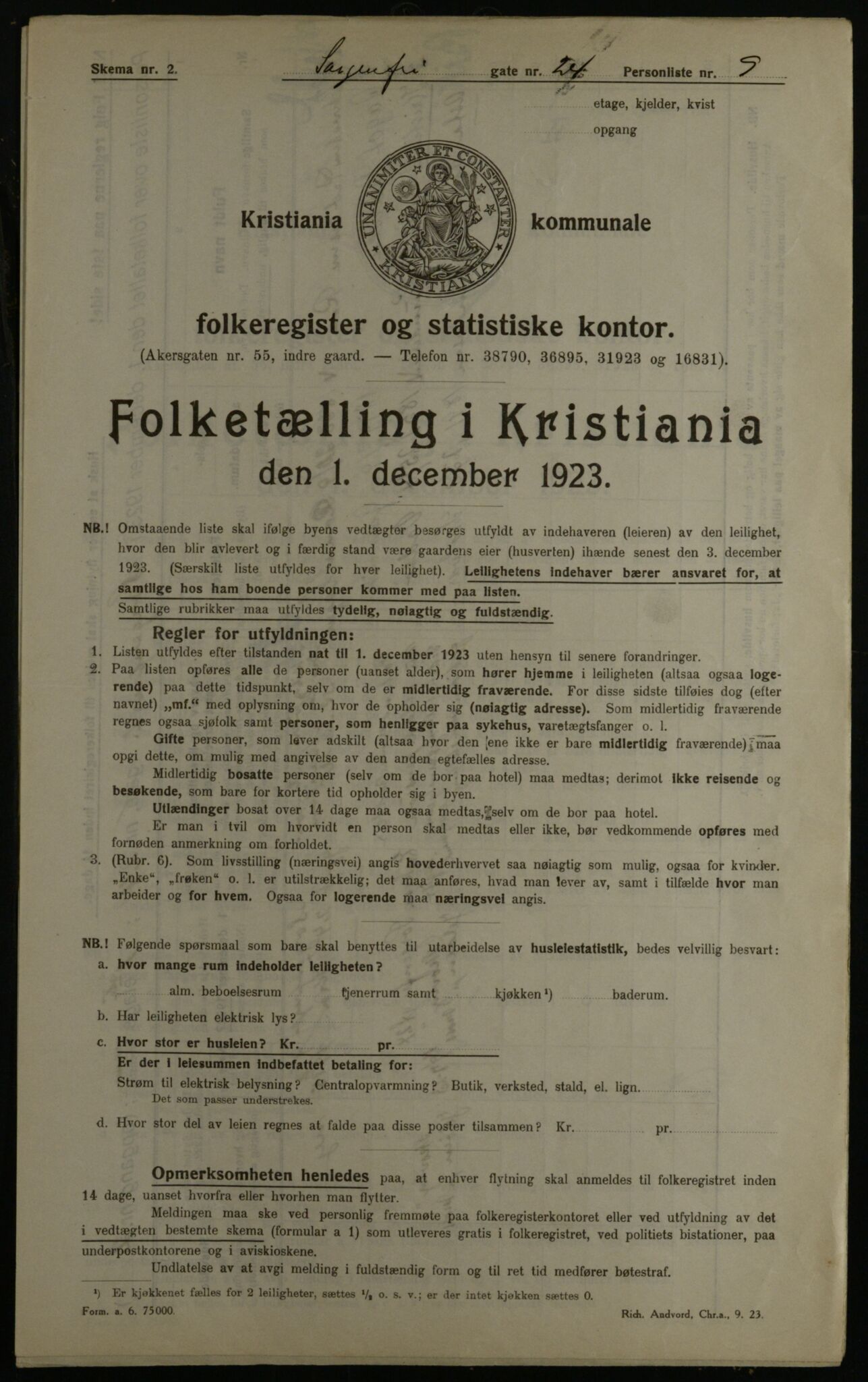 OBA, Municipal Census 1923 for Kristiania, 1923, p. 110495