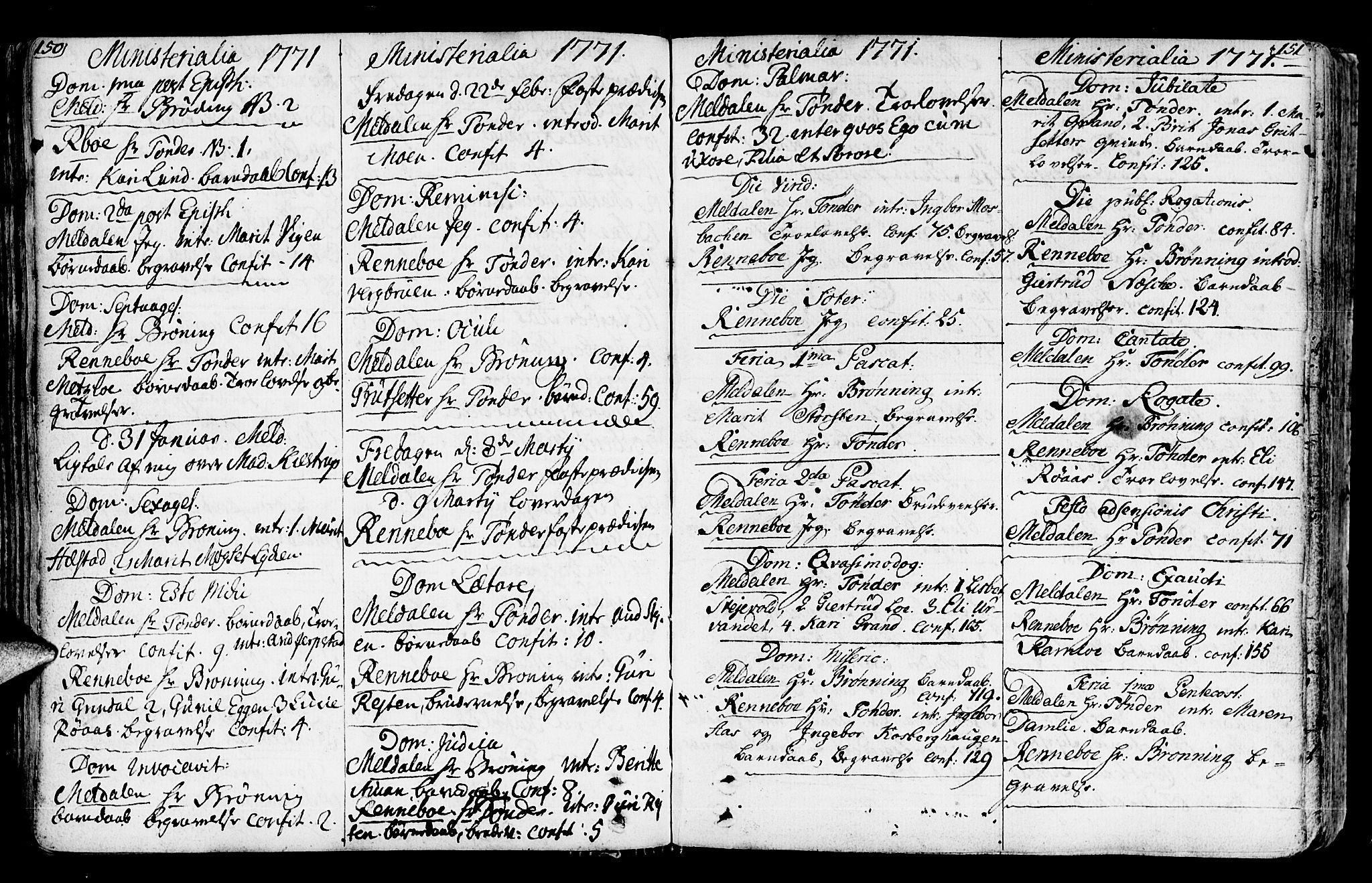 Ministerialprotokoller, klokkerbøker og fødselsregistre - Sør-Trøndelag, SAT/A-1456/672/L0851: Parish register (official) no. 672A04, 1751-1775, p. 150-151