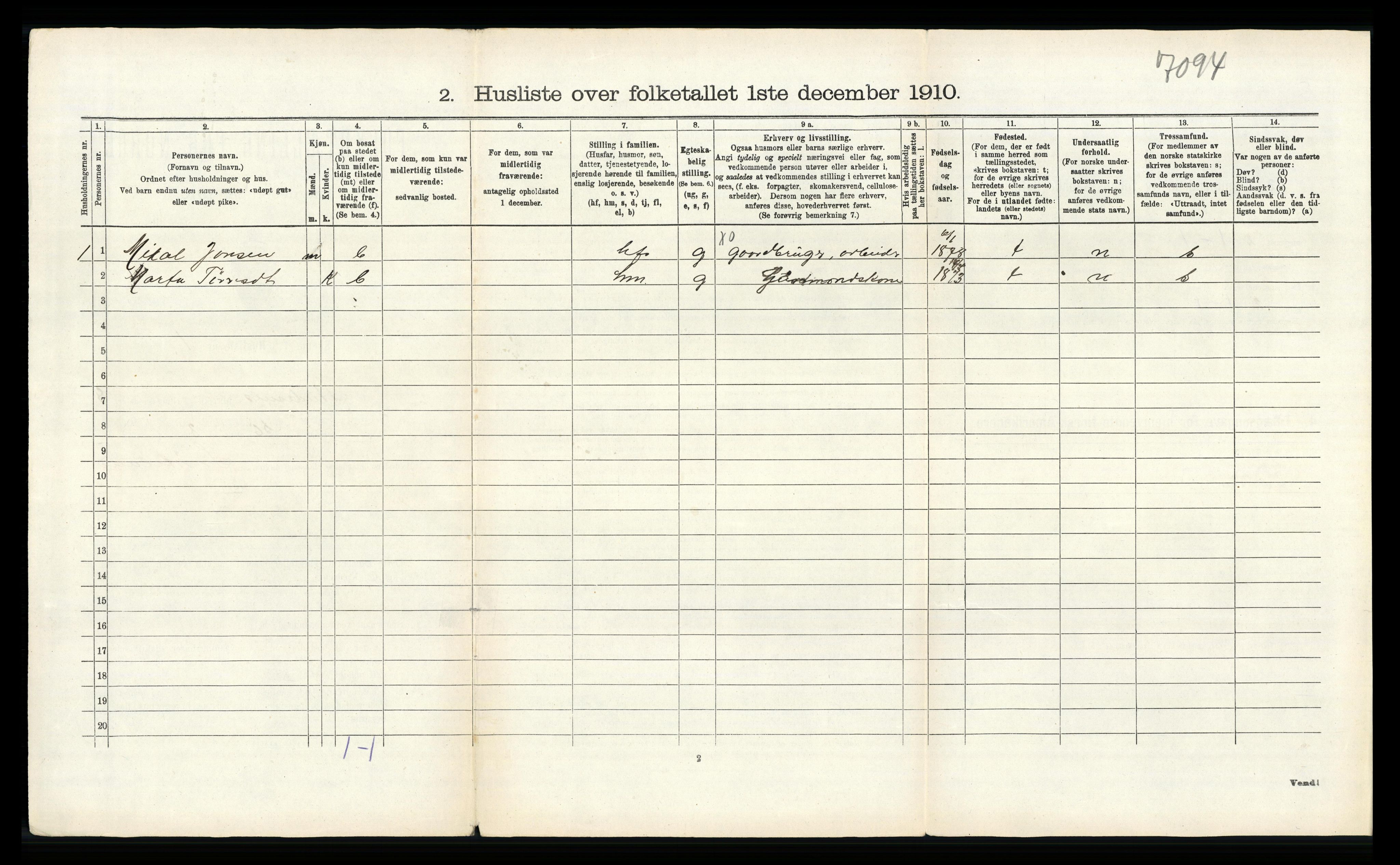 RA, 1910 census for Skudenes, 1910, p. 962