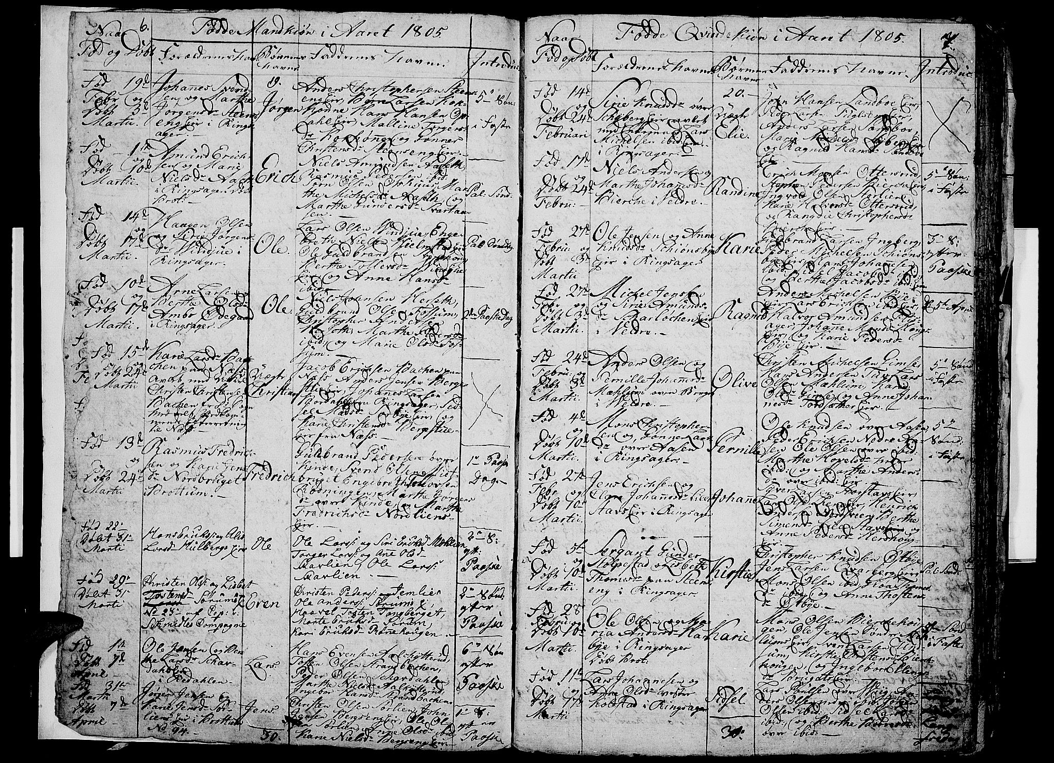 Ringsaker prestekontor, AV/SAH-PREST-014/I/Ia/L0005/0007: Parish register draft no. 5.7, 1805-1808, p. 6-7