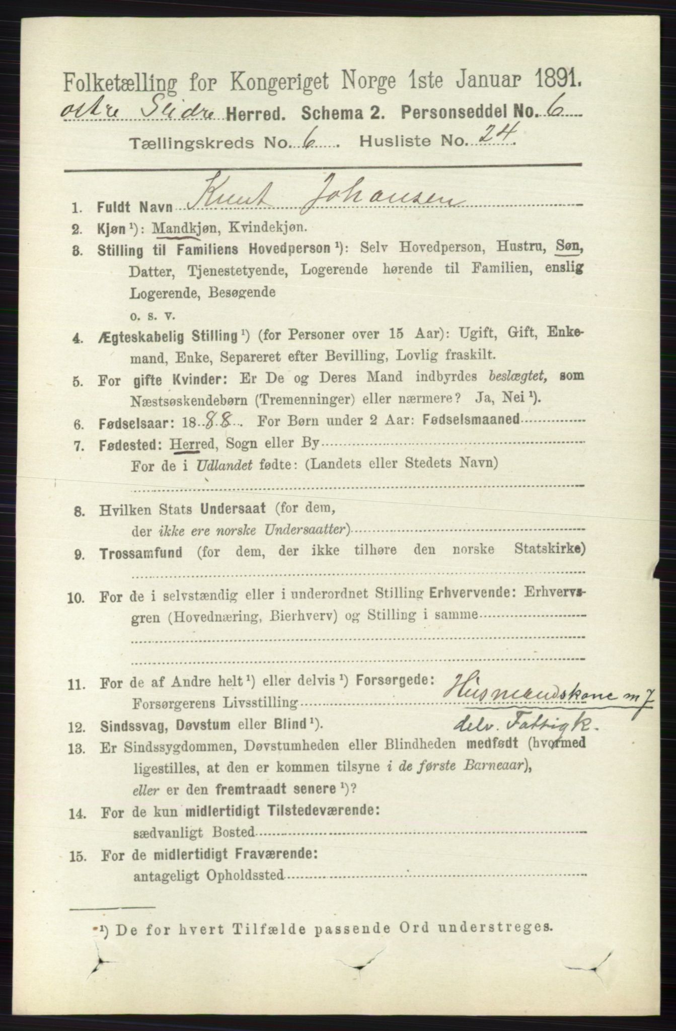 RA, 1891 census for 0544 Øystre Slidre, 1891, p. 1931