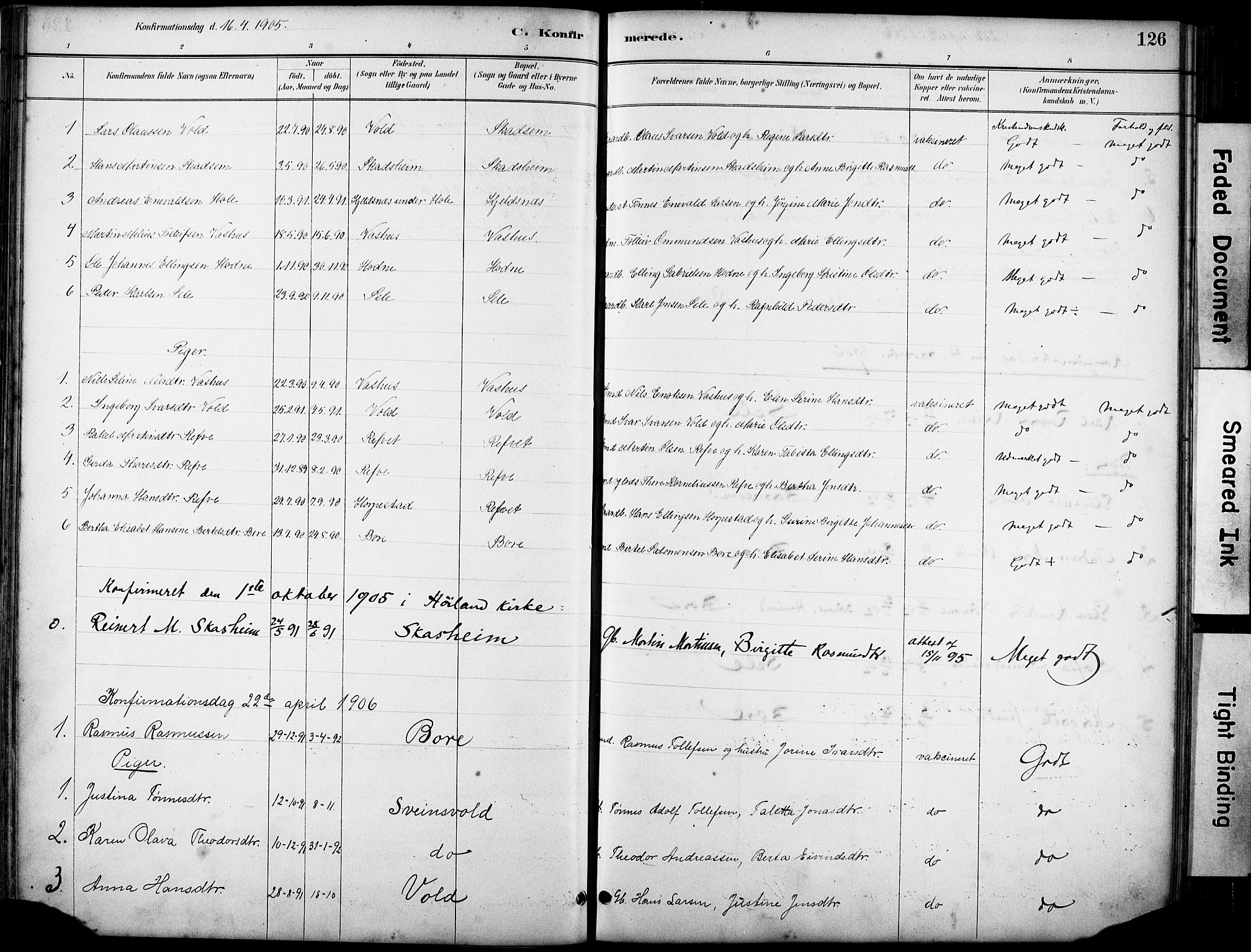 Klepp sokneprestkontor, SAST/A-101803/001/3/30BA/L0008: Parish register (official) no. A 9, 1886-1919, p. 126