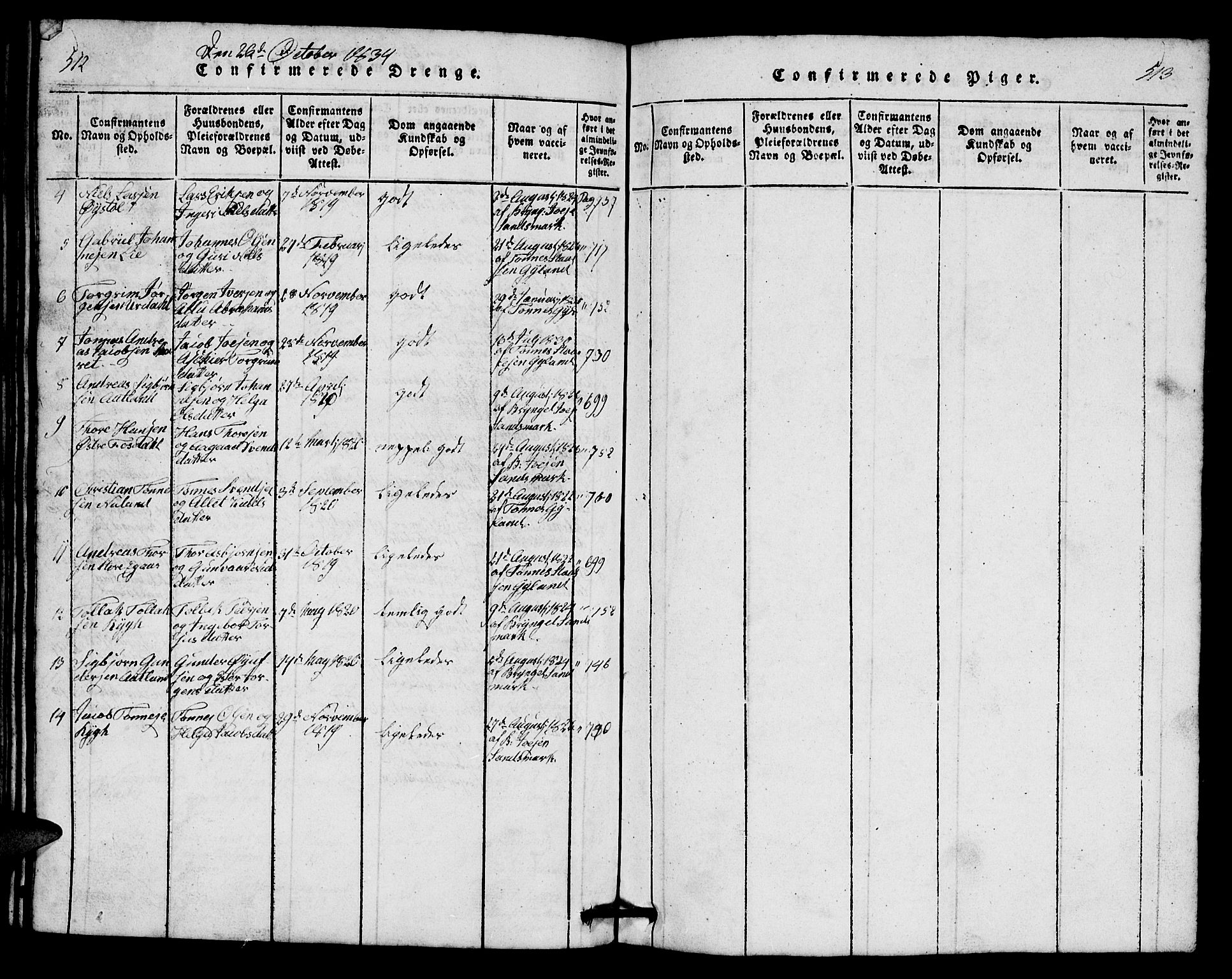 Bakke sokneprestkontor, AV/SAK-1111-0002/F/Fb/Fbb/L0001: Parish register (copy) no. B 1, 1815-1835, p. 512-513