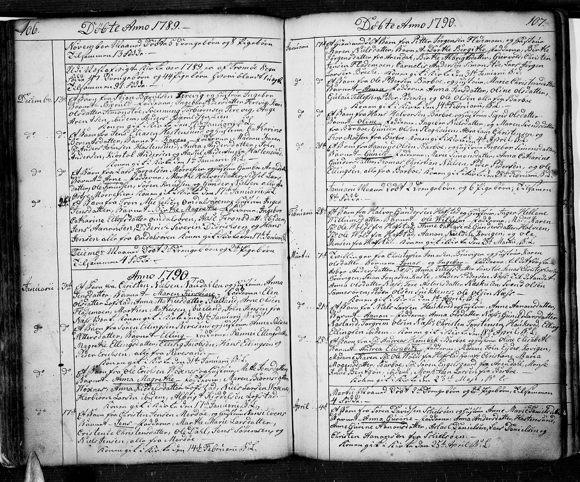 Tromøy sokneprestkontor, SAK/1111-0041/F/Fa/L0002: Parish register (official) no. A 2, 1773-1808, p. 106-107
