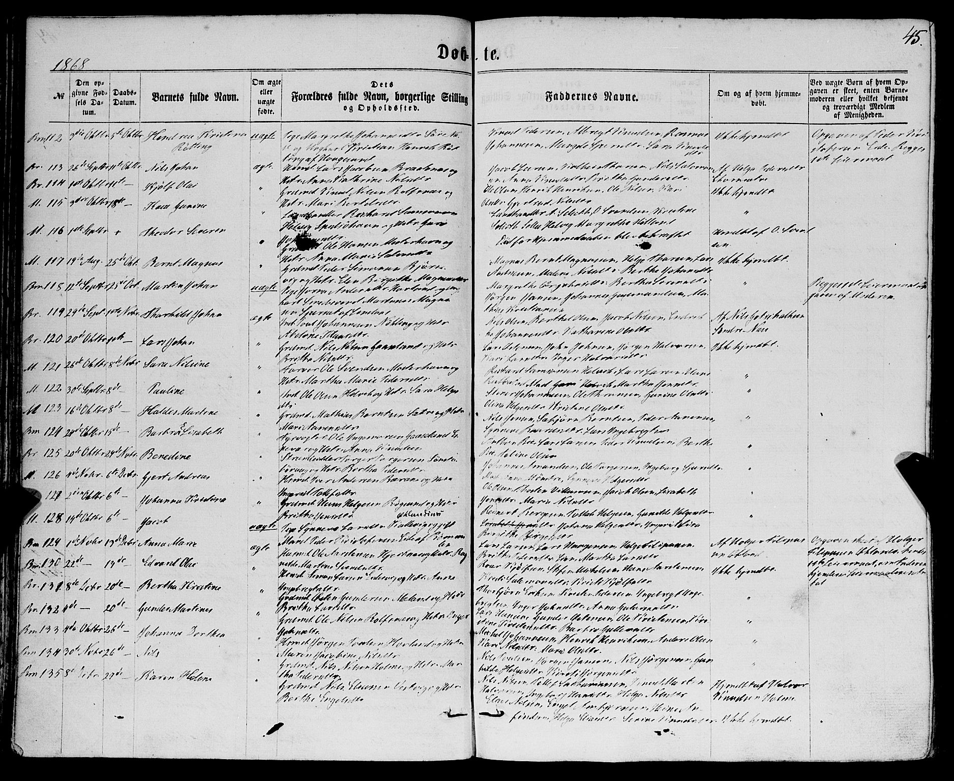 Finnås sokneprestembete, AV/SAB-A-99925/H/Ha/Haa/Haaa/L0008: Parish register (official) no. A 8, 1863-1872, p. 45