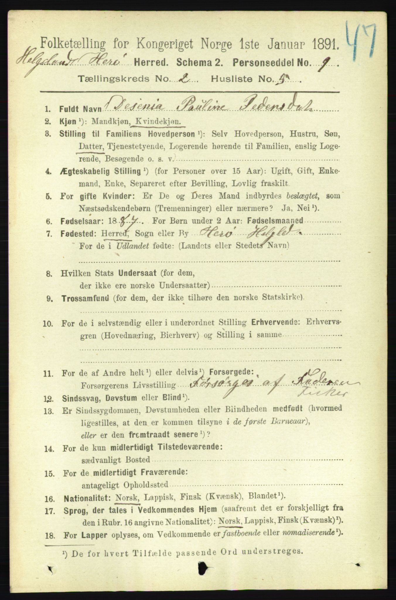 RA, 1891 census for 1818 Herøy, 1891, p. 275