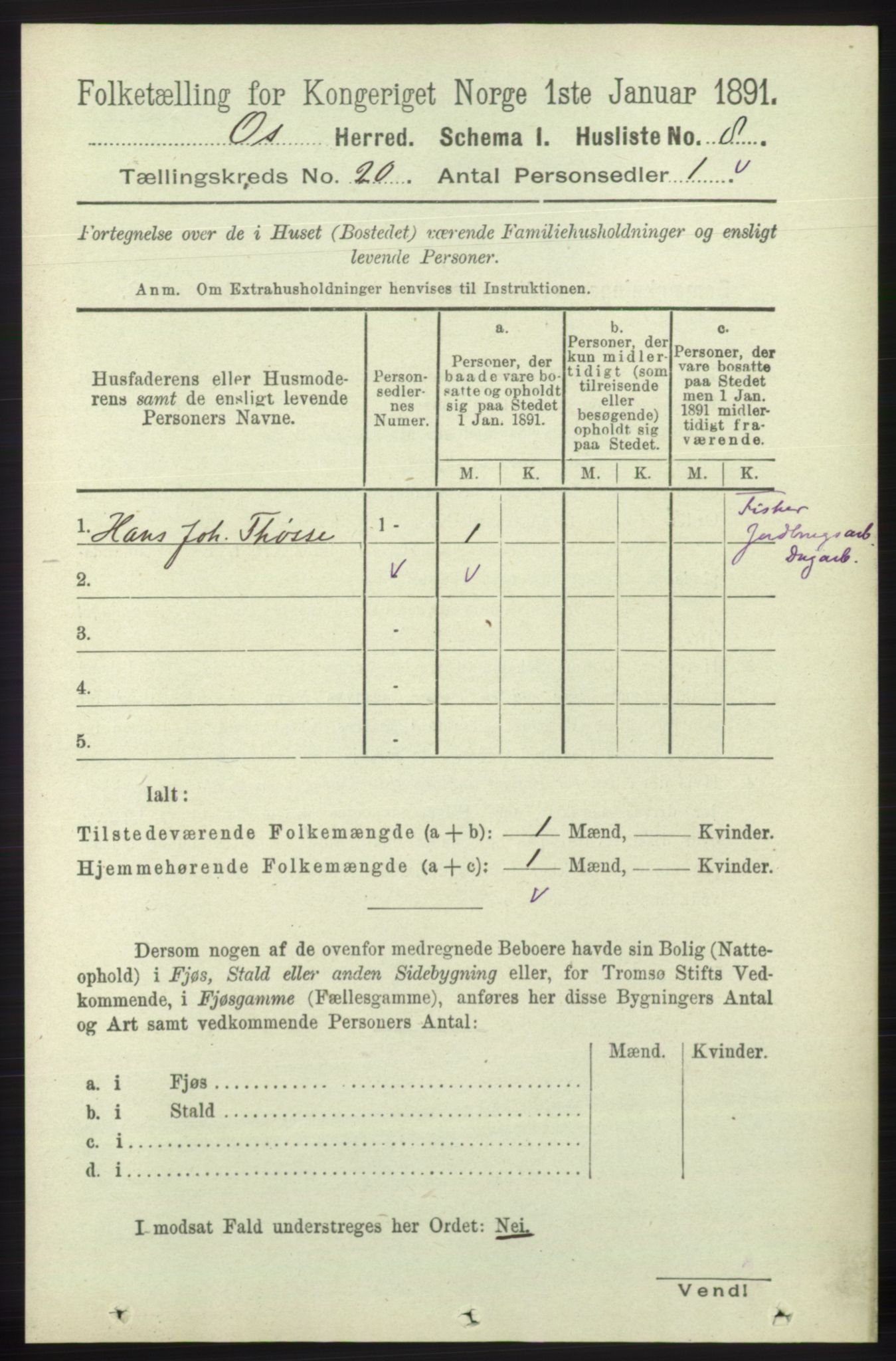 RA, 1891 census for 1243 Os, 1891, p. 4409