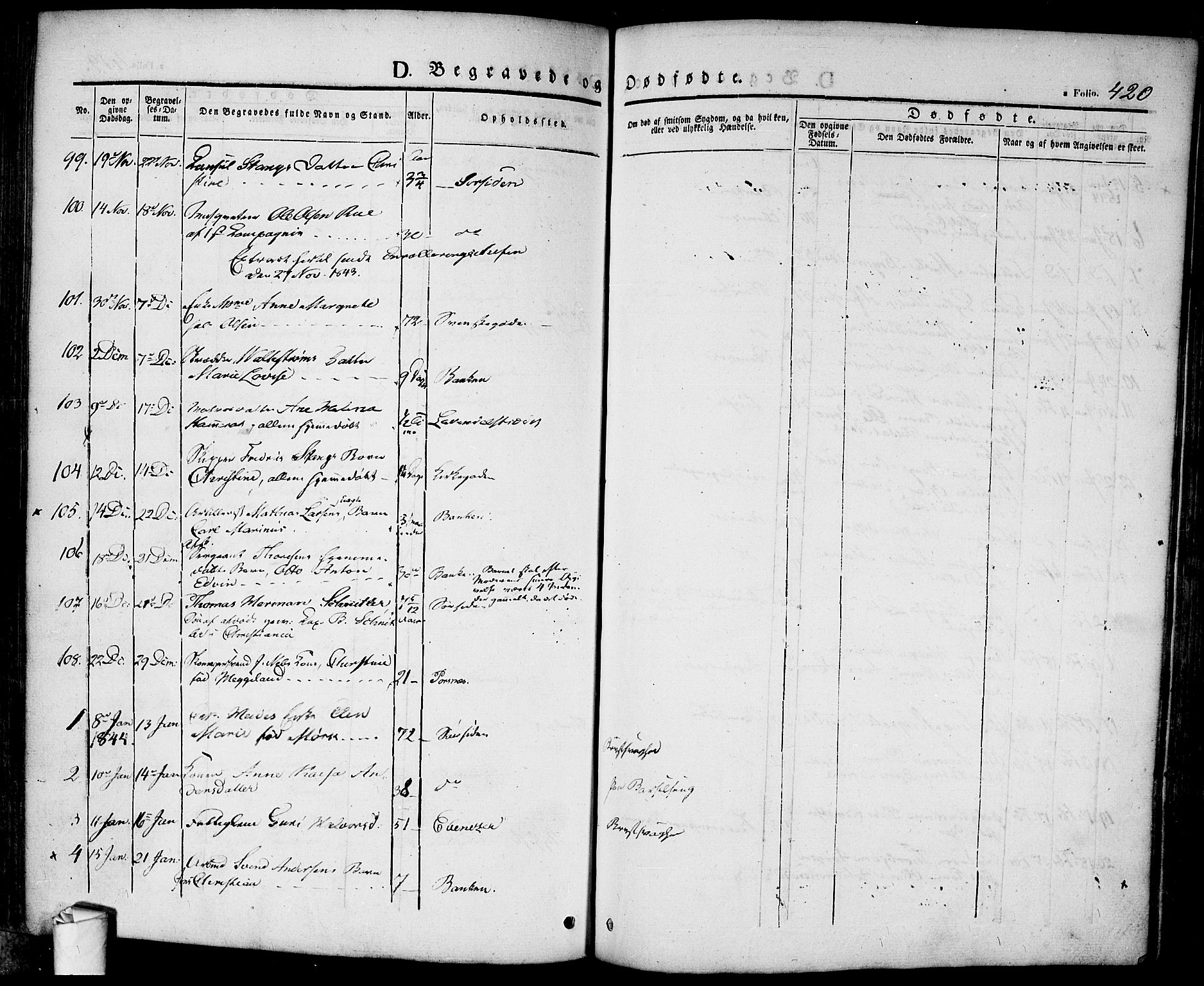 Halden prestekontor Kirkebøker, SAO/A-10909/F/Fa/L0005: Parish register (official) no. I 5, 1834-1845, p. 420