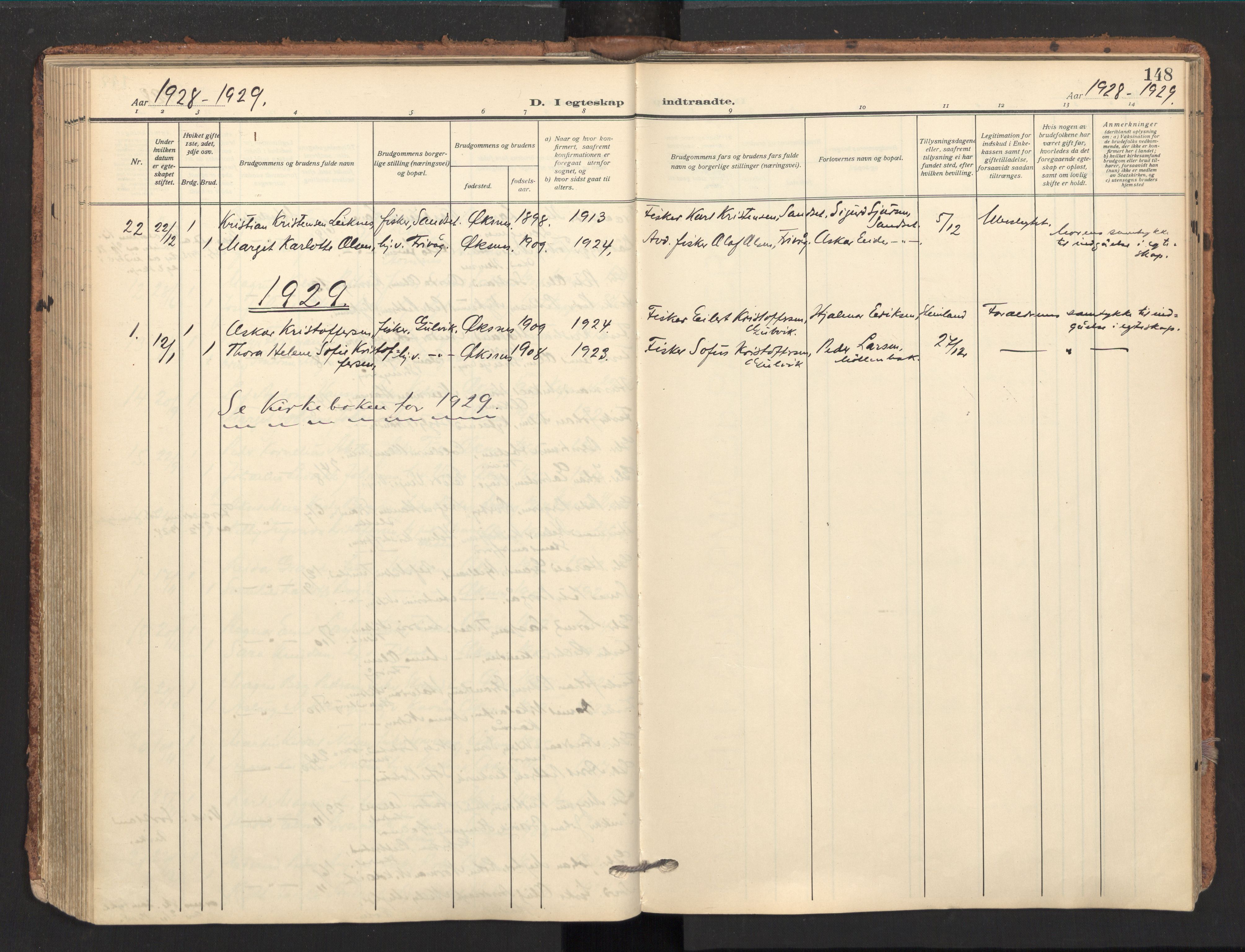 Ministerialprotokoller, klokkerbøker og fødselsregistre - Nordland, SAT/A-1459/893/L1343: Parish register (official) no. 893A15, 1914-1928, p. 148