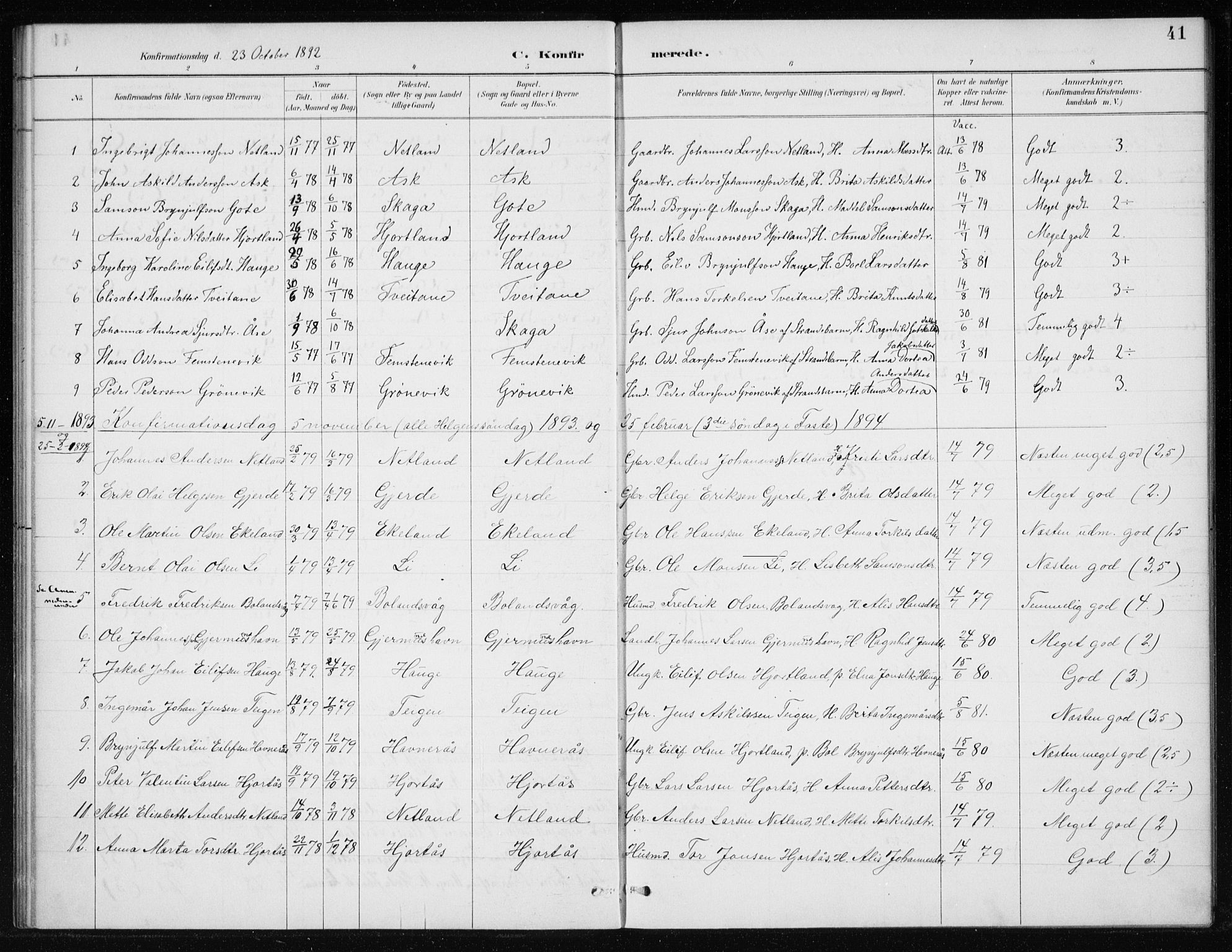 Kvinnherad sokneprestembete, SAB/A-76401/H/Haa: Parish register (official) no. C 1, 1885-1912, p. 41