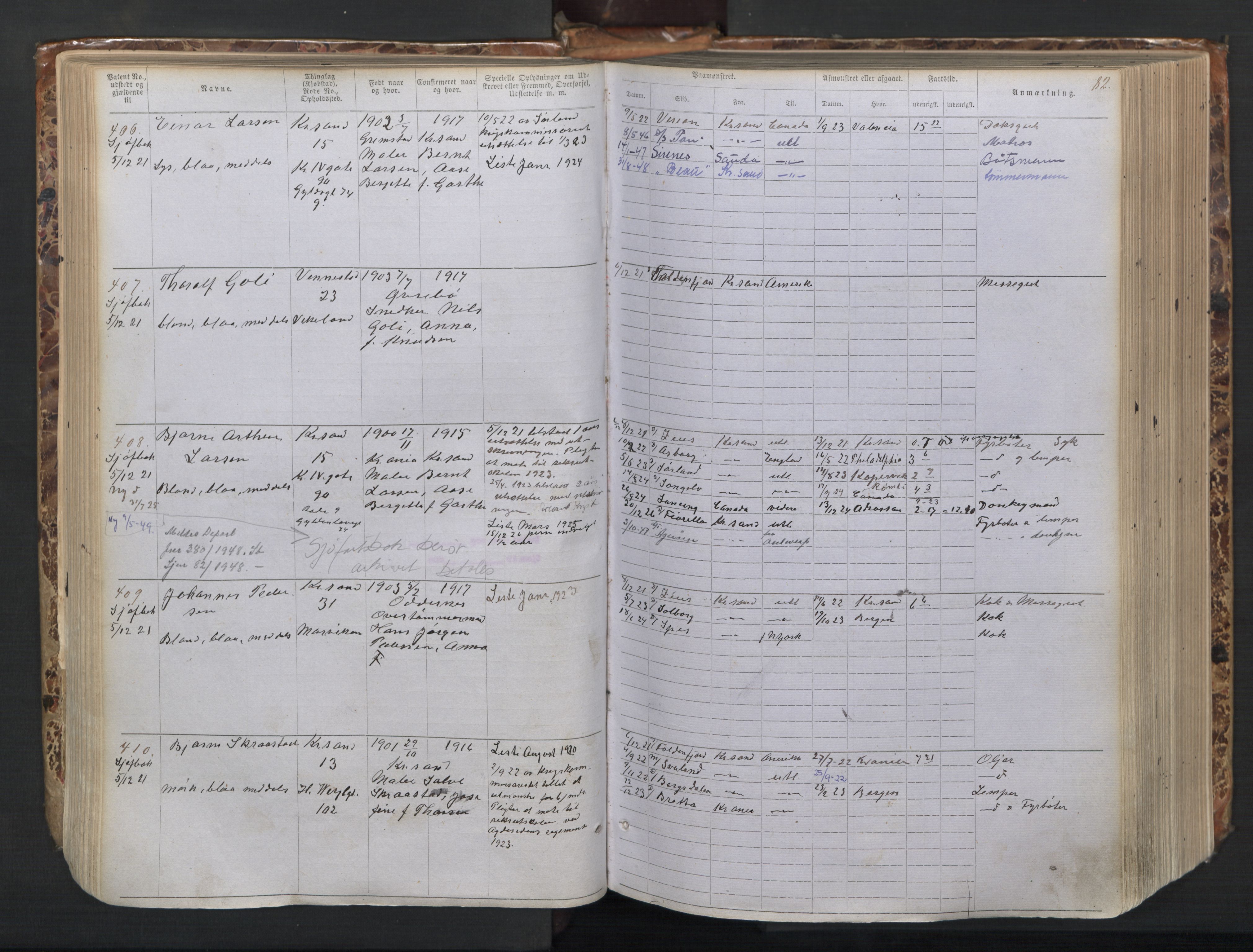 Kristiansand mønstringskrets, AV/SAK-2031-0015/F/Fa/L0008: Annotasjonsrulle nr 1-1330 med register, I-6, 1915-1948, p. 106