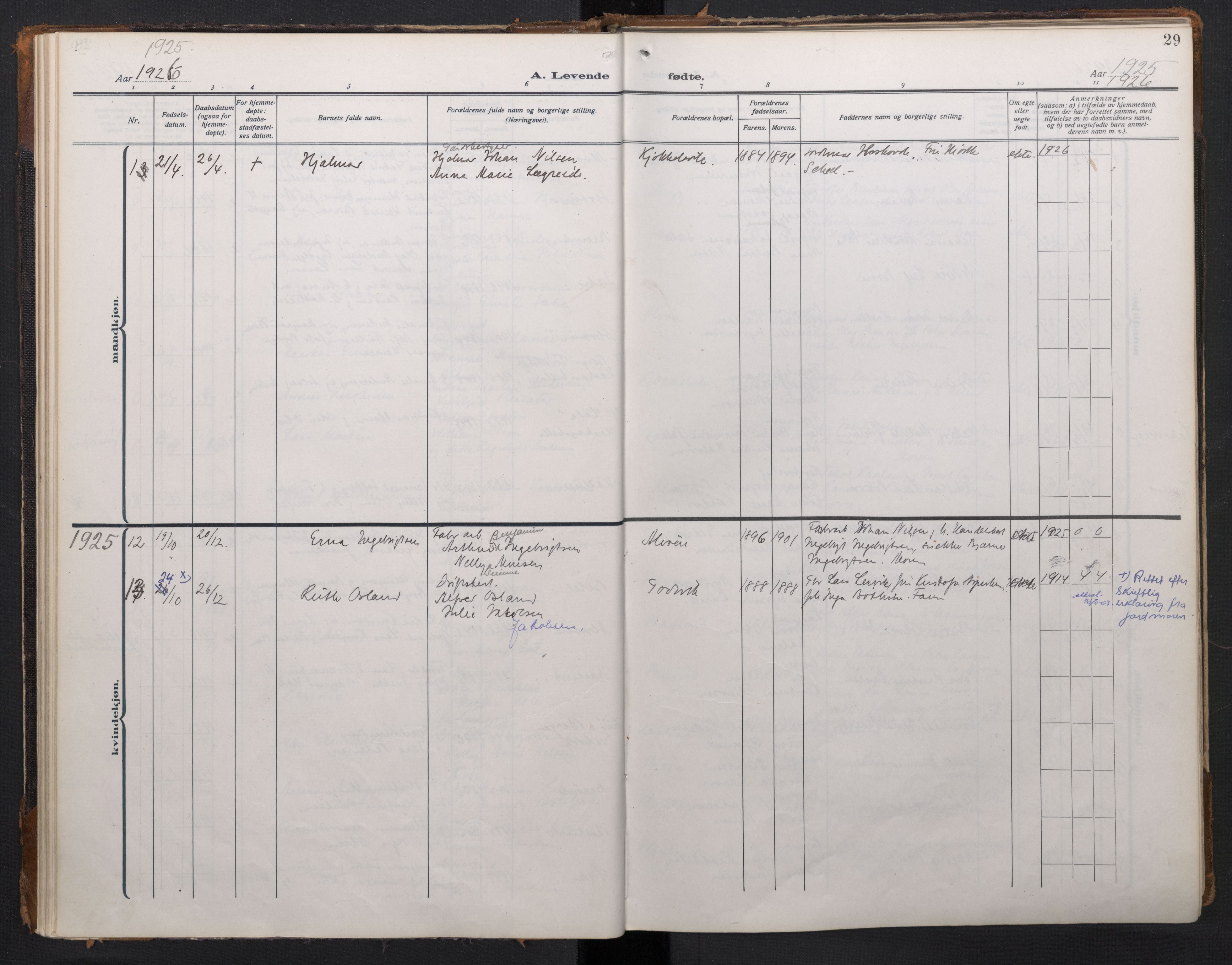 Laksevåg Sokneprestembete, AV/SAB-A-76501/H/Ha/Haa/Haah/L0001: Parish register (official) no. H 1, 1915-1934, p. 29