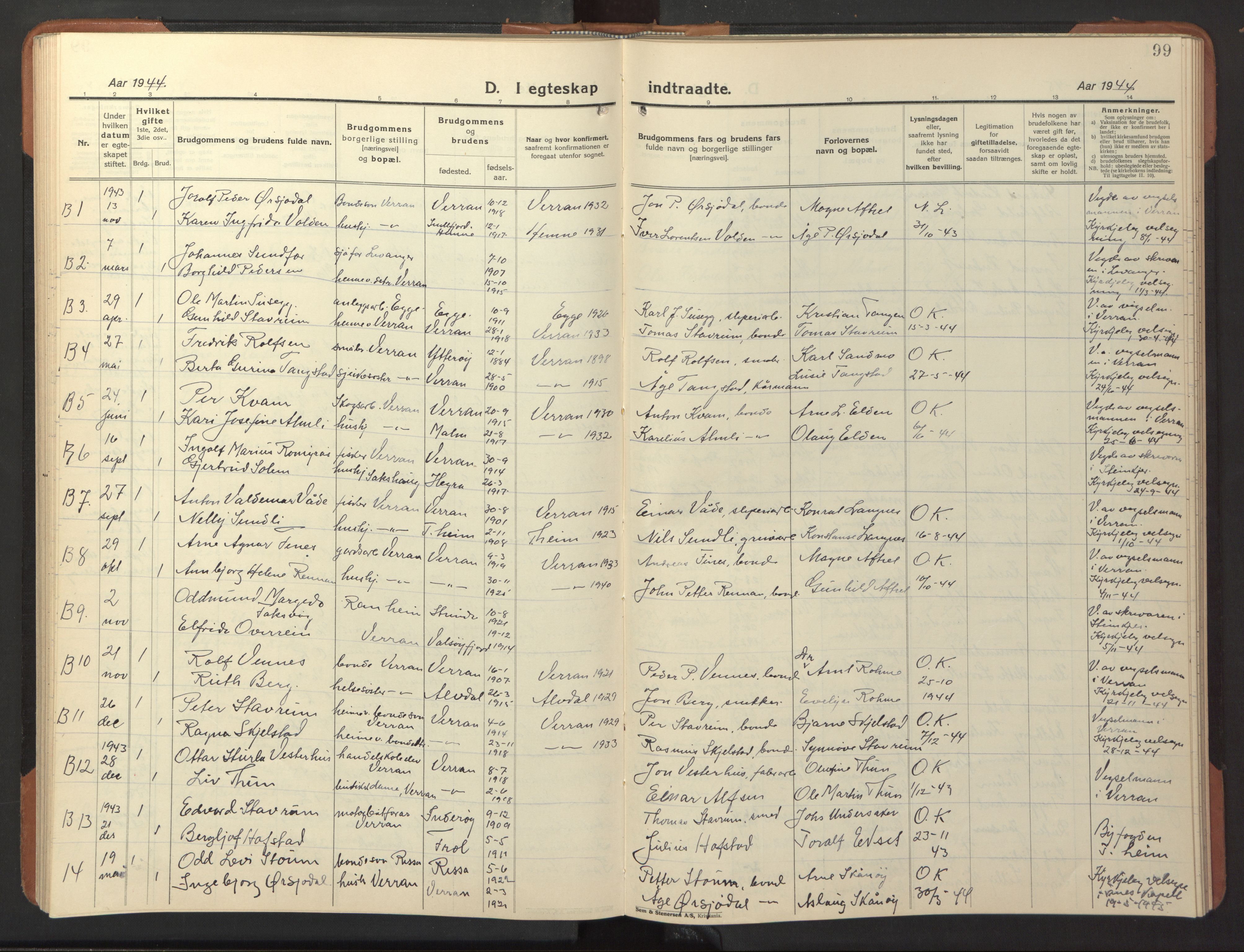 Ministerialprotokoller, klokkerbøker og fødselsregistre - Nord-Trøndelag, AV/SAT-A-1458/744/L0425: Parish register (copy) no. 744C04, 1924-1947, p. 99