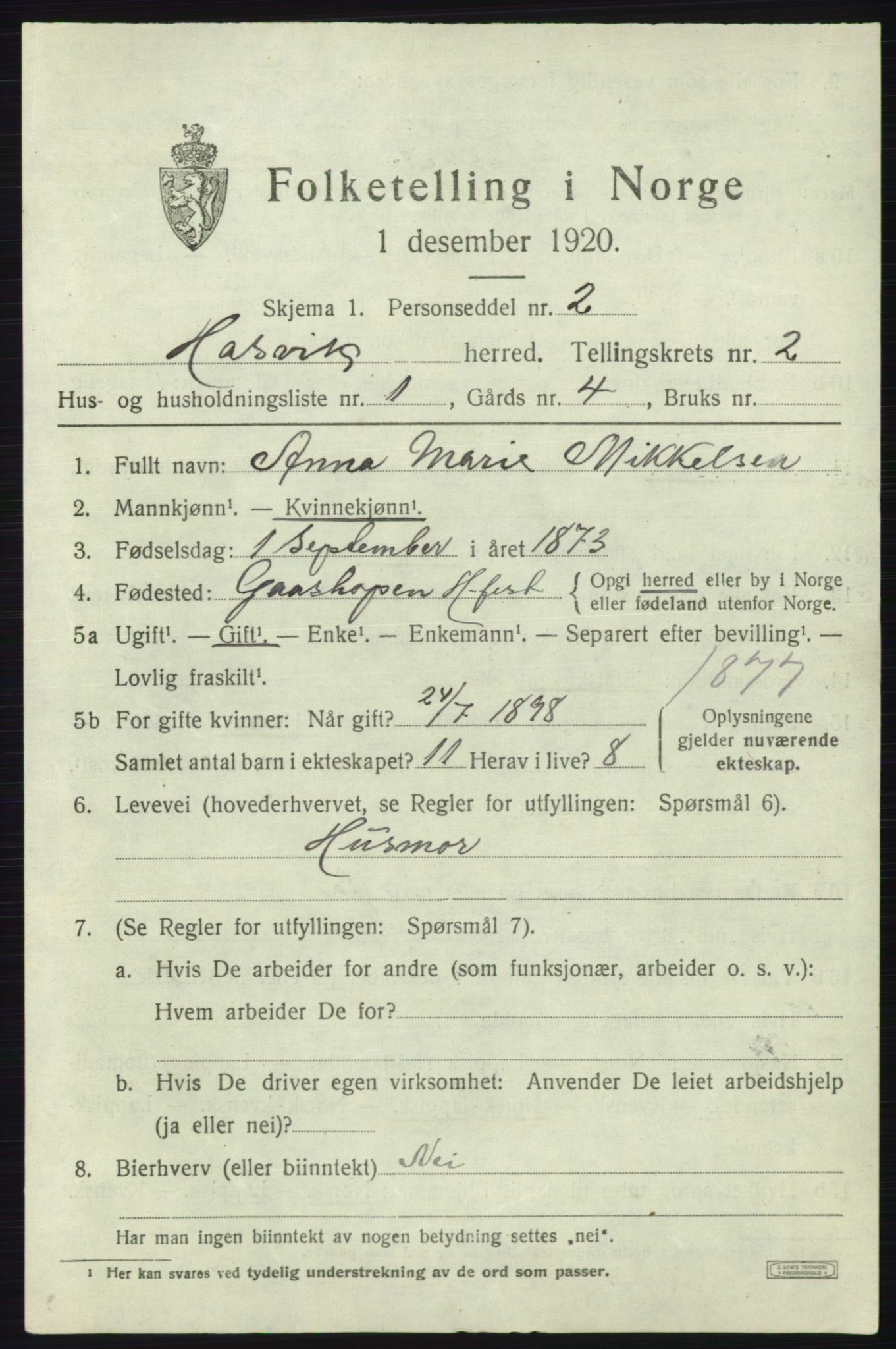 SATØ, 1920 census for Hasvik, 1920, p. 981