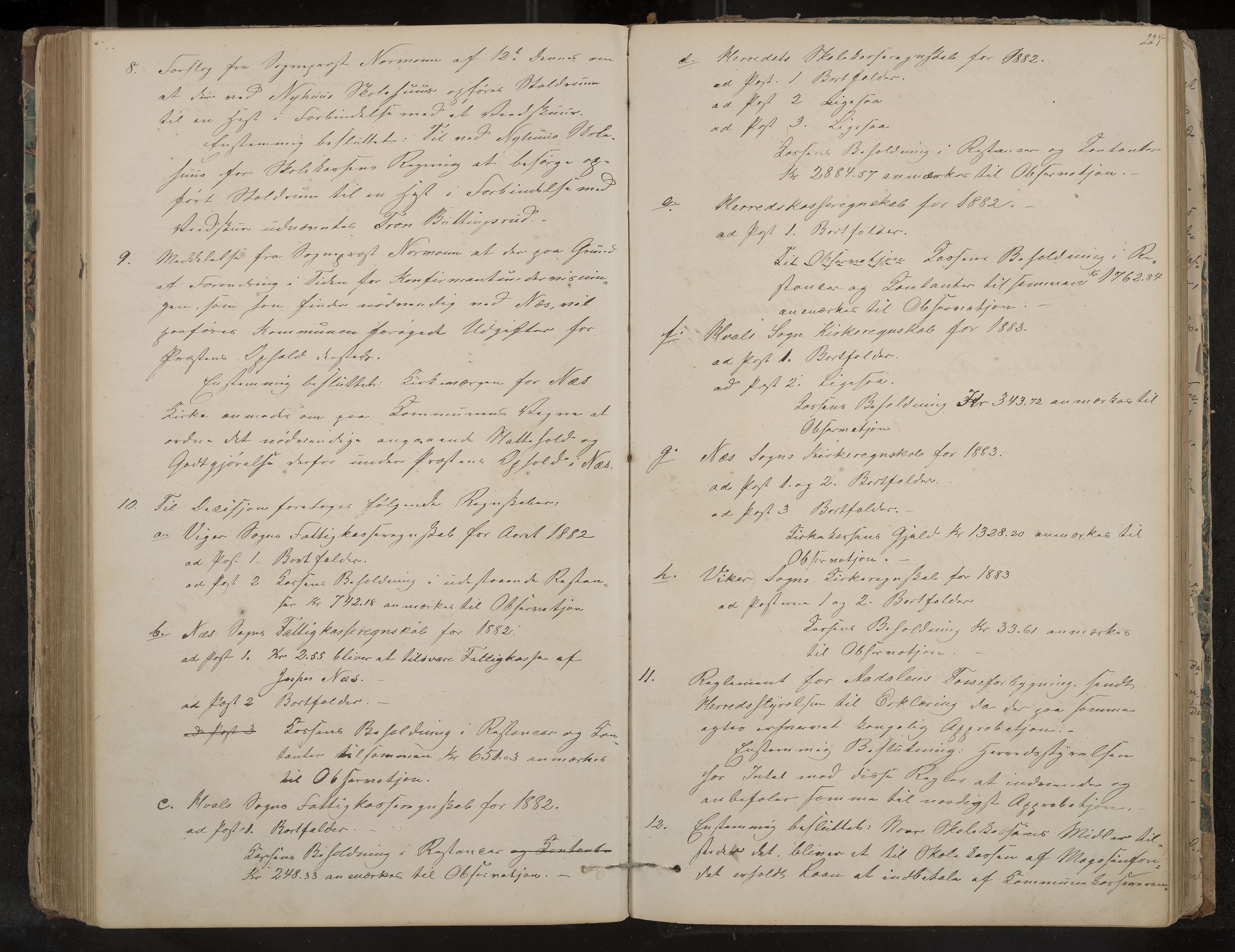 Ådal formannskap og sentraladministrasjon, IKAK/0614021/A/Aa/L0001: Møtebok, 1858-1891, p. 224