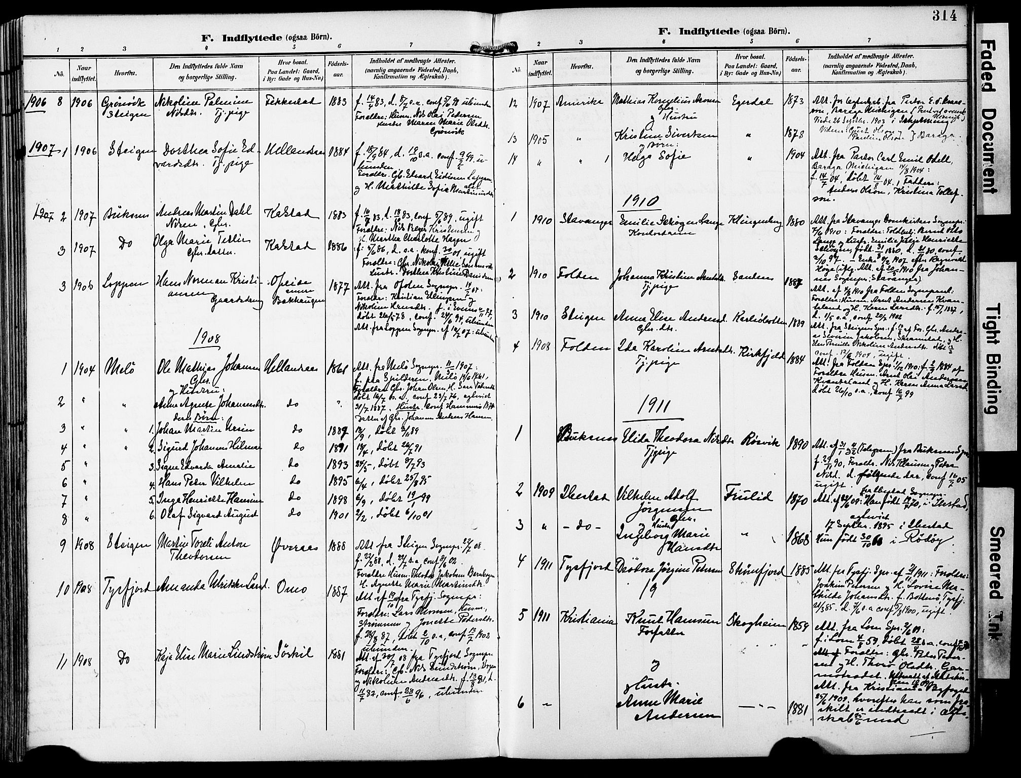 Ministerialprotokoller, klokkerbøker og fødselsregistre - Nordland, AV/SAT-A-1459/859/L0848: Parish register (official) no. 859A08, 1900-1912, p. 314