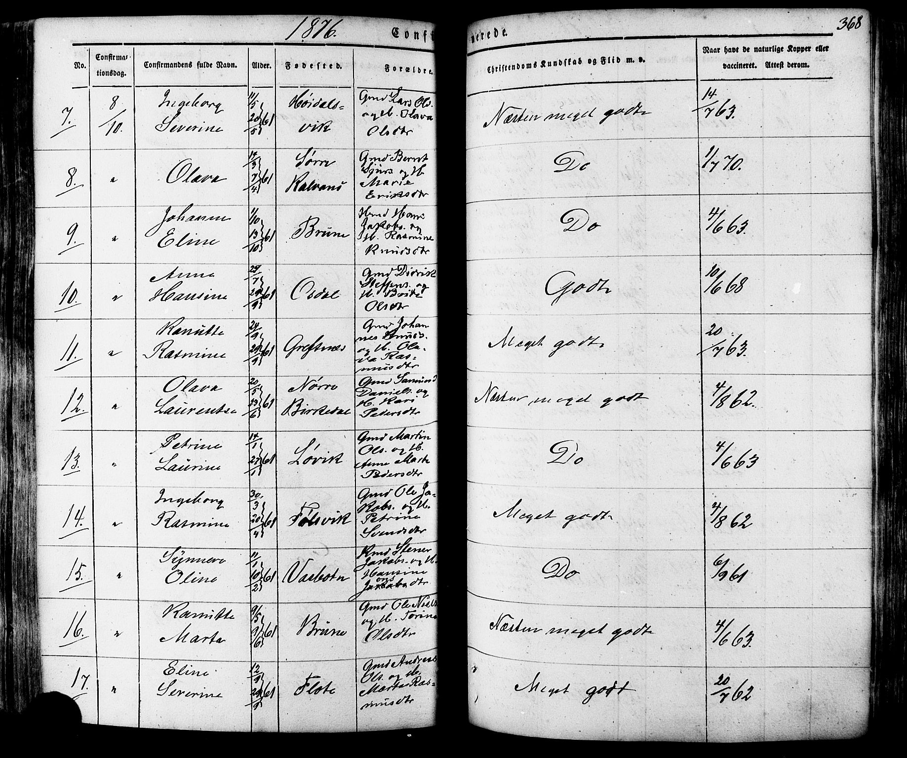 Ministerialprotokoller, klokkerbøker og fødselsregistre - Møre og Romsdal, AV/SAT-A-1454/511/L0140: Parish register (official) no. 511A07, 1851-1878, p. 368