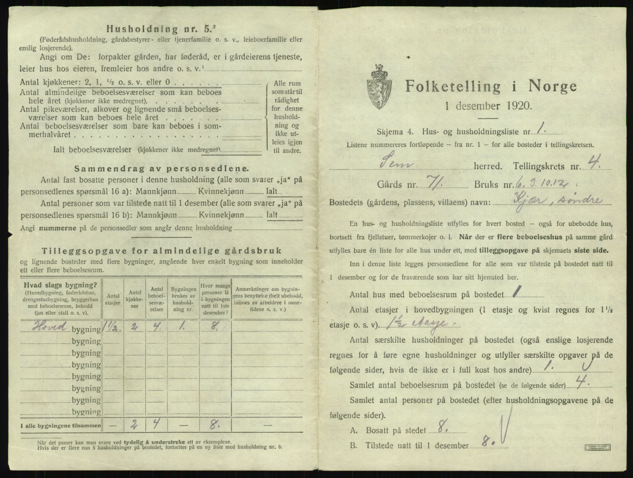 SAKO, 1920 census for Sem, 1920, p. 745