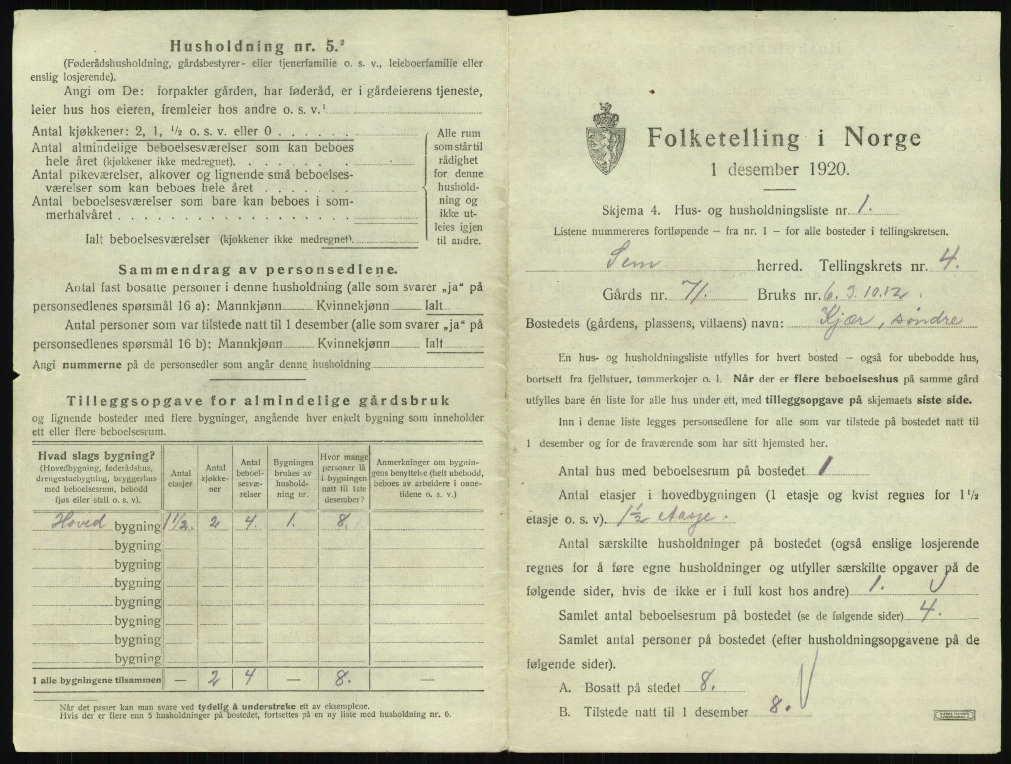 SAKO, 1920 census for Sem, 1920, p. 745