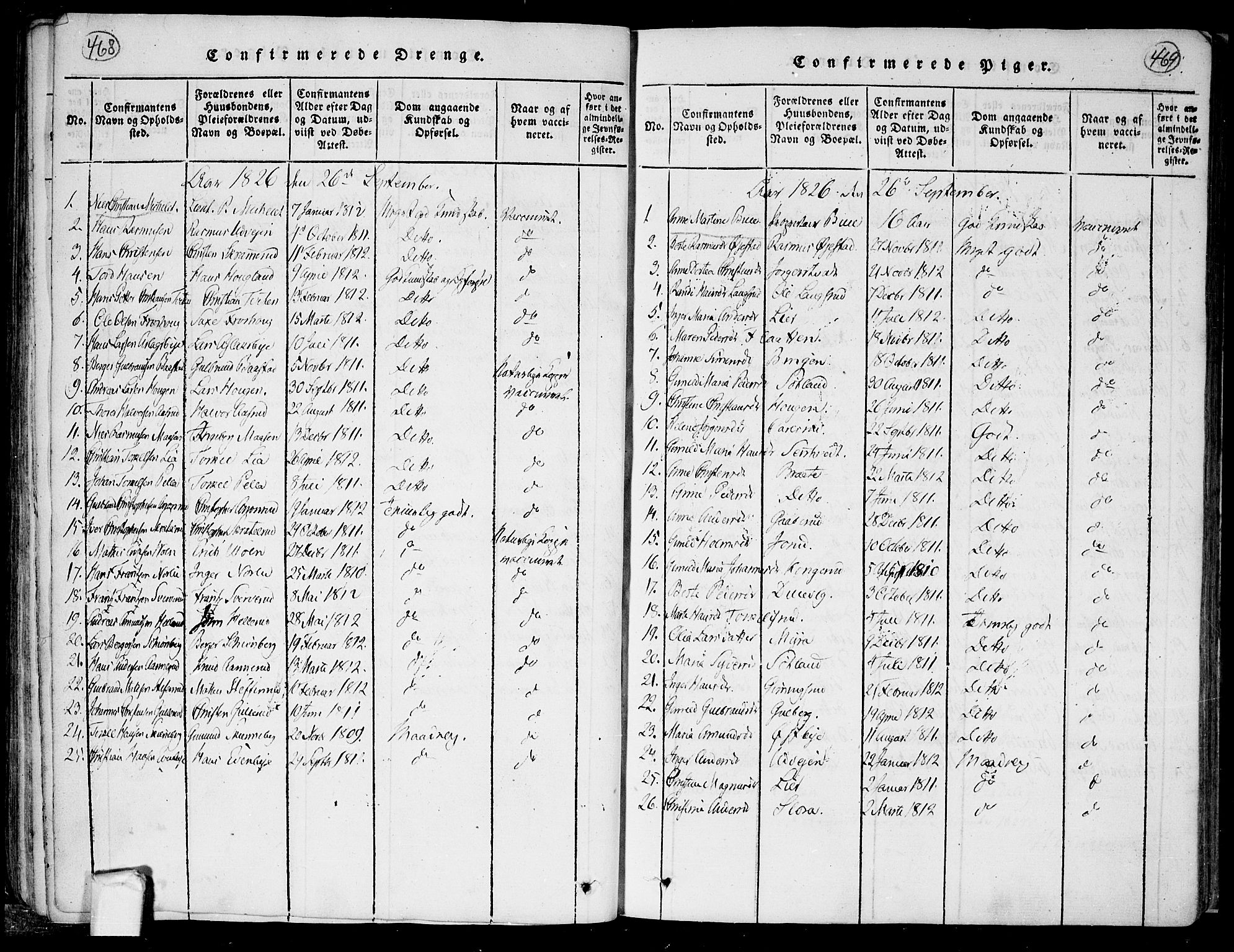 Trøgstad prestekontor Kirkebøker, AV/SAO-A-10925/F/Fa/L0006: Parish register (official) no. I 6, 1815-1844, p. 468-469