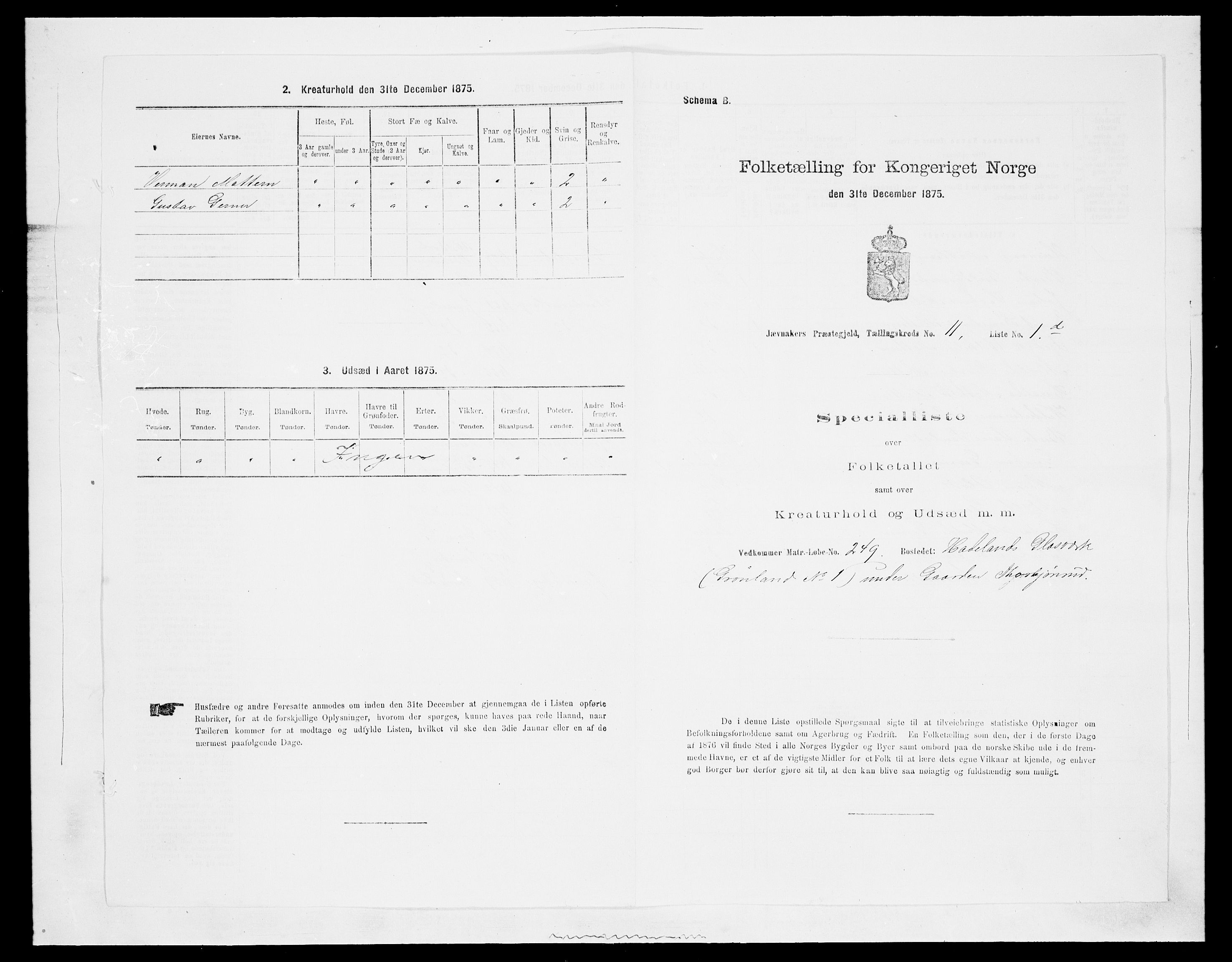 SAH, 1875 census for 0532P Jevnaker, 1875, p. 1856