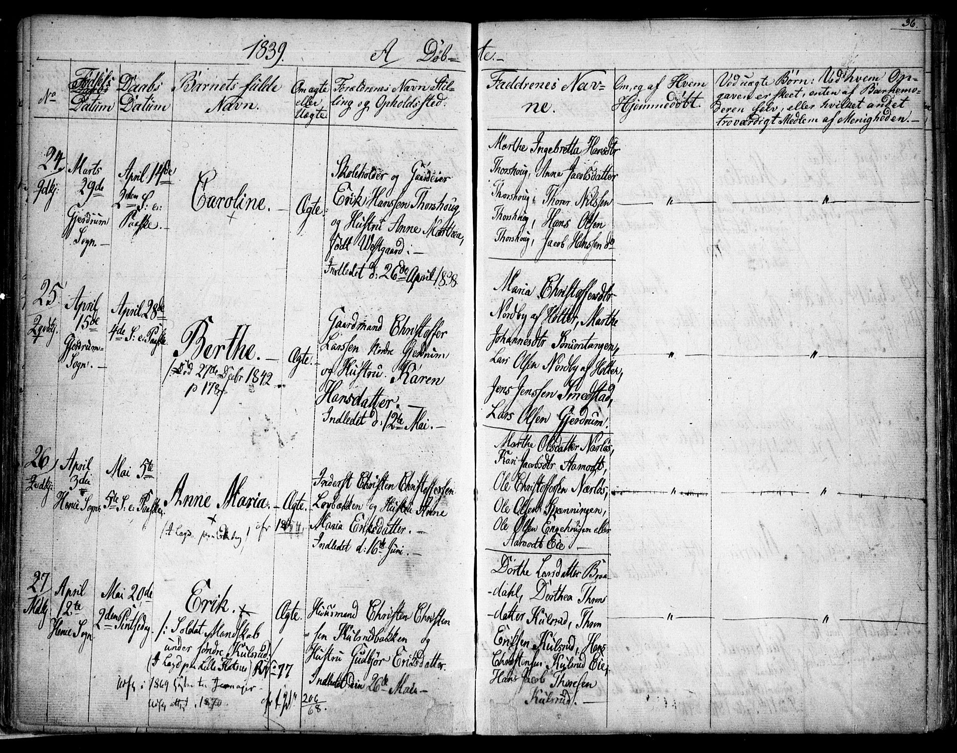 Gjerdrum prestekontor Kirkebøker, AV/SAO-A-10412b/F/Fa/L0005: Parish register (official) no. I 5, 1835-1845, p. 36