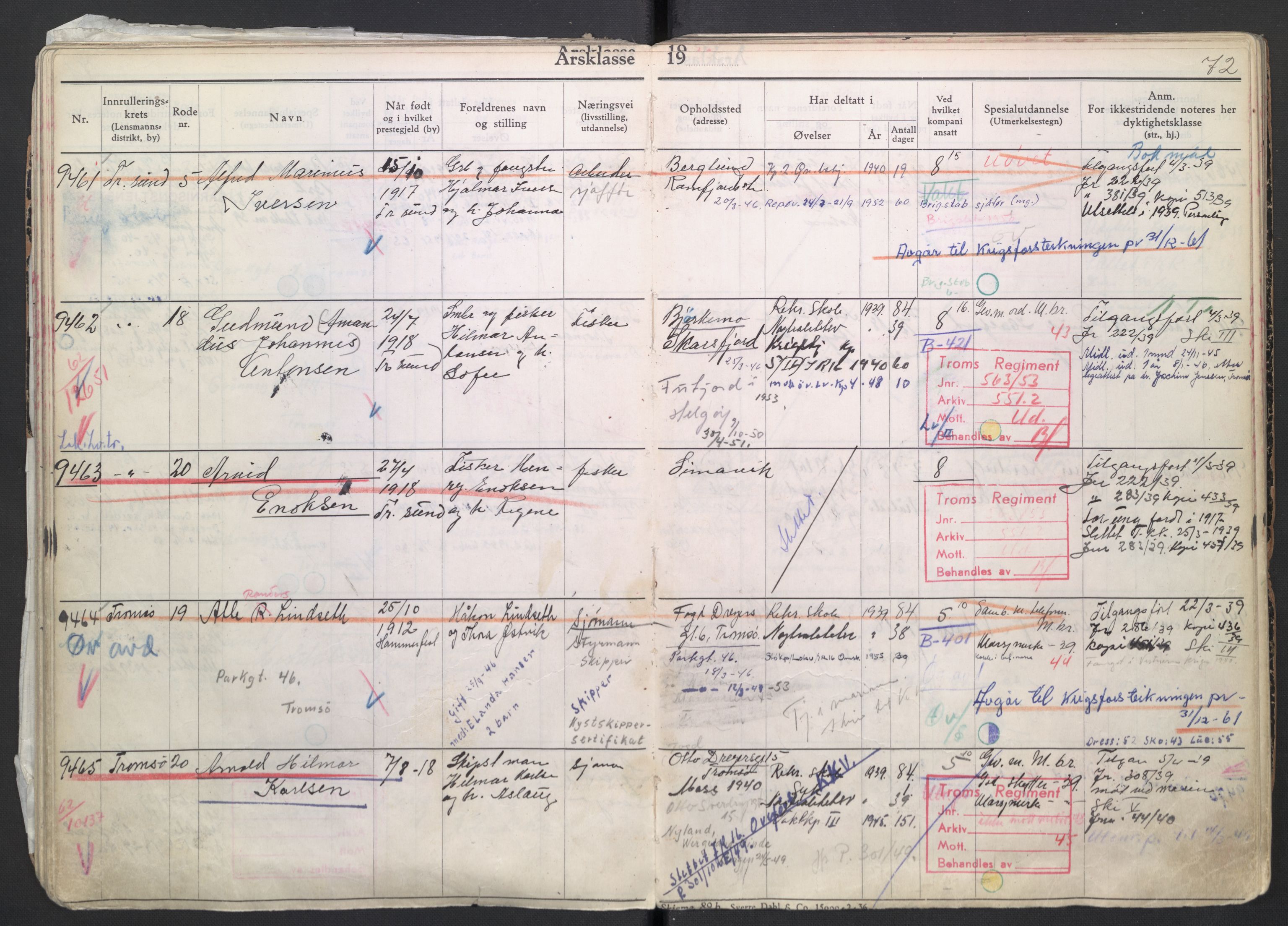 Forsvaret, Troms infanteriregiment nr. 16, AV/RA-RAFA-3146/P/Pa/L0007/0004: Ruller / Rulle for regimentets menige mannskaper, årsklasse 1939, 1939, p. 72