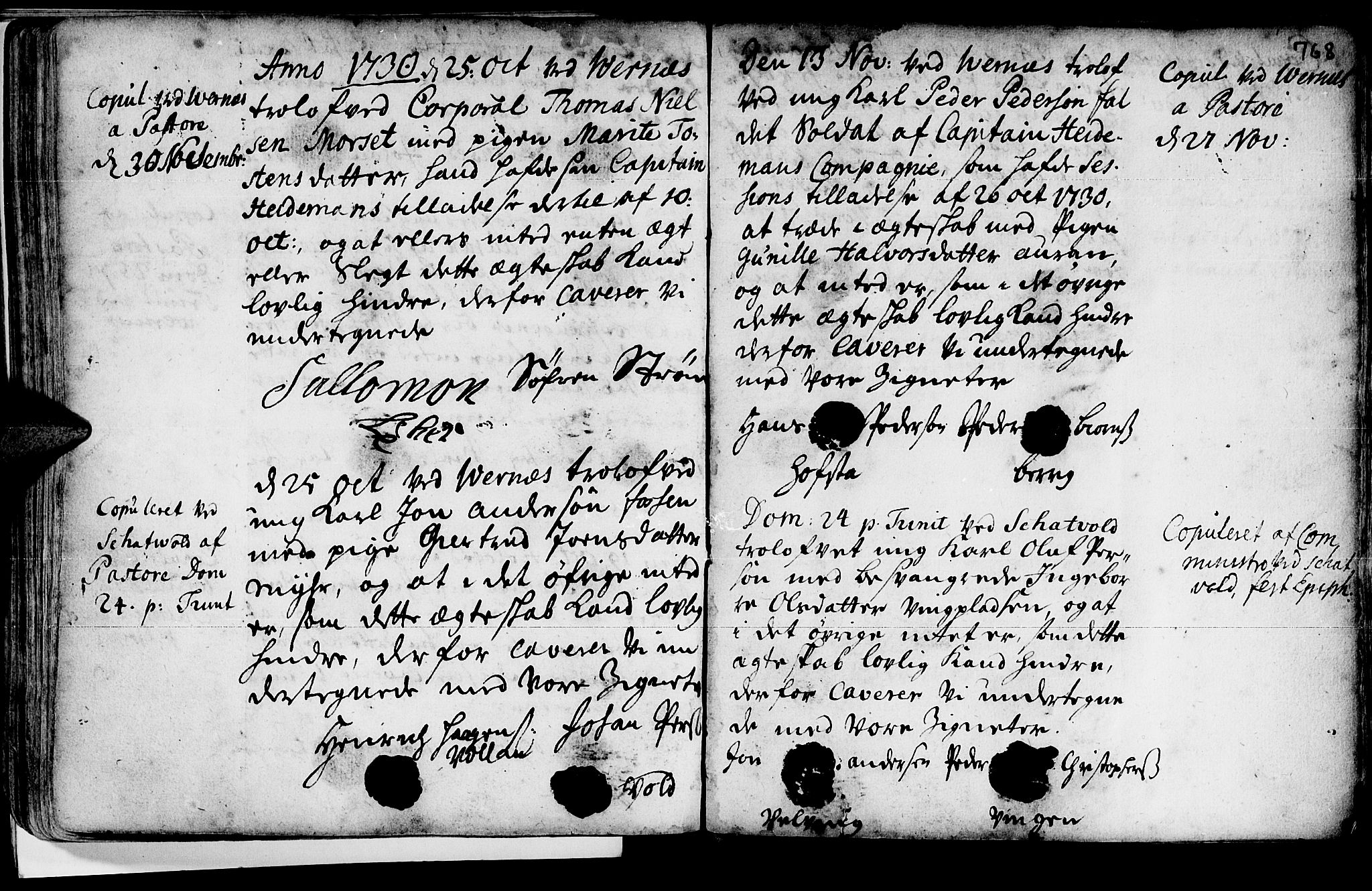Ministerialprotokoller, klokkerbøker og fødselsregistre - Nord-Trøndelag, SAT/A-1458/709/L0055: Parish register (official) no. 709A03, 1730-1739, p. 767-768
