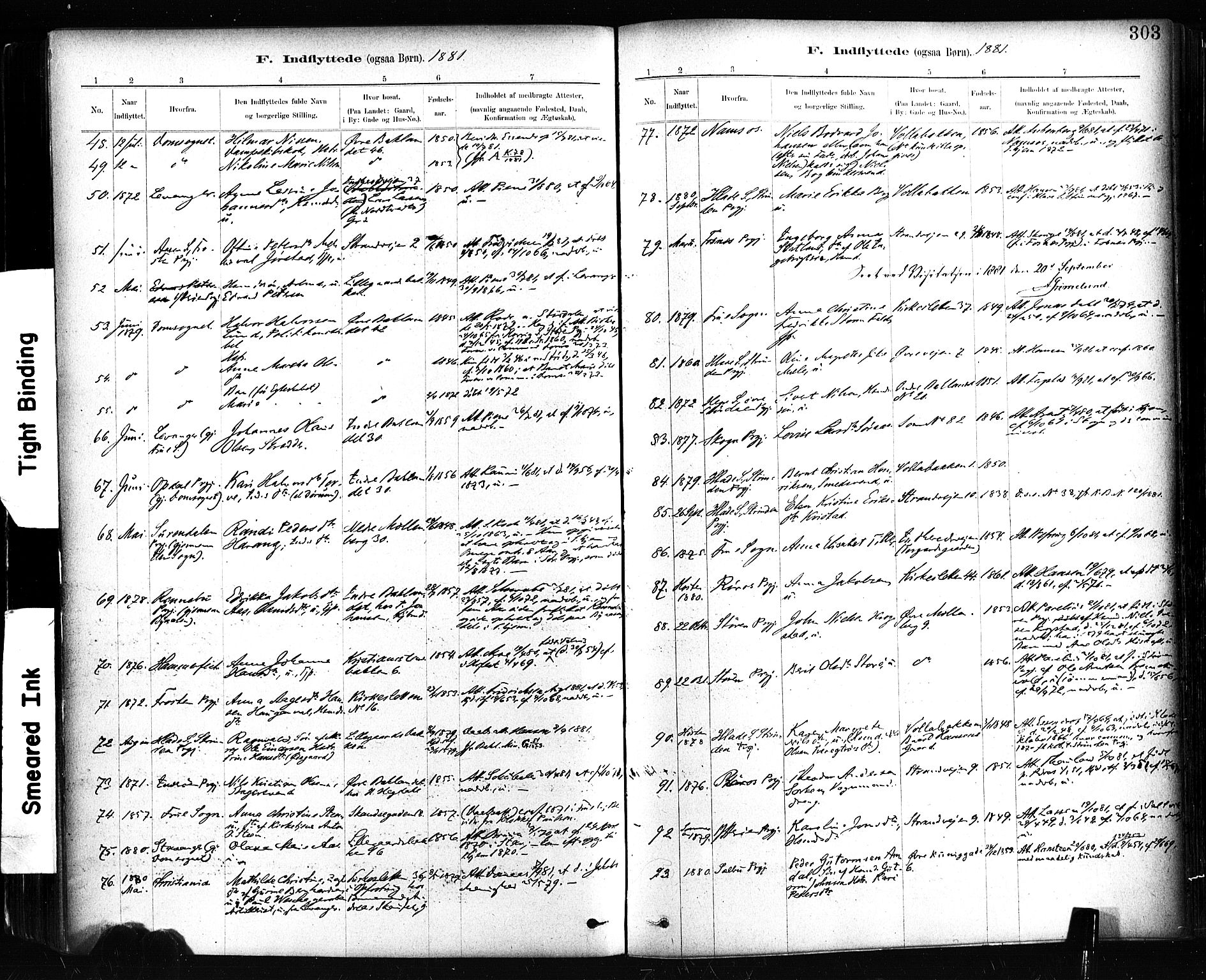 Ministerialprotokoller, klokkerbøker og fødselsregistre - Sør-Trøndelag, SAT/A-1456/604/L0189: Parish register (official) no. 604A10, 1878-1892, p. 303