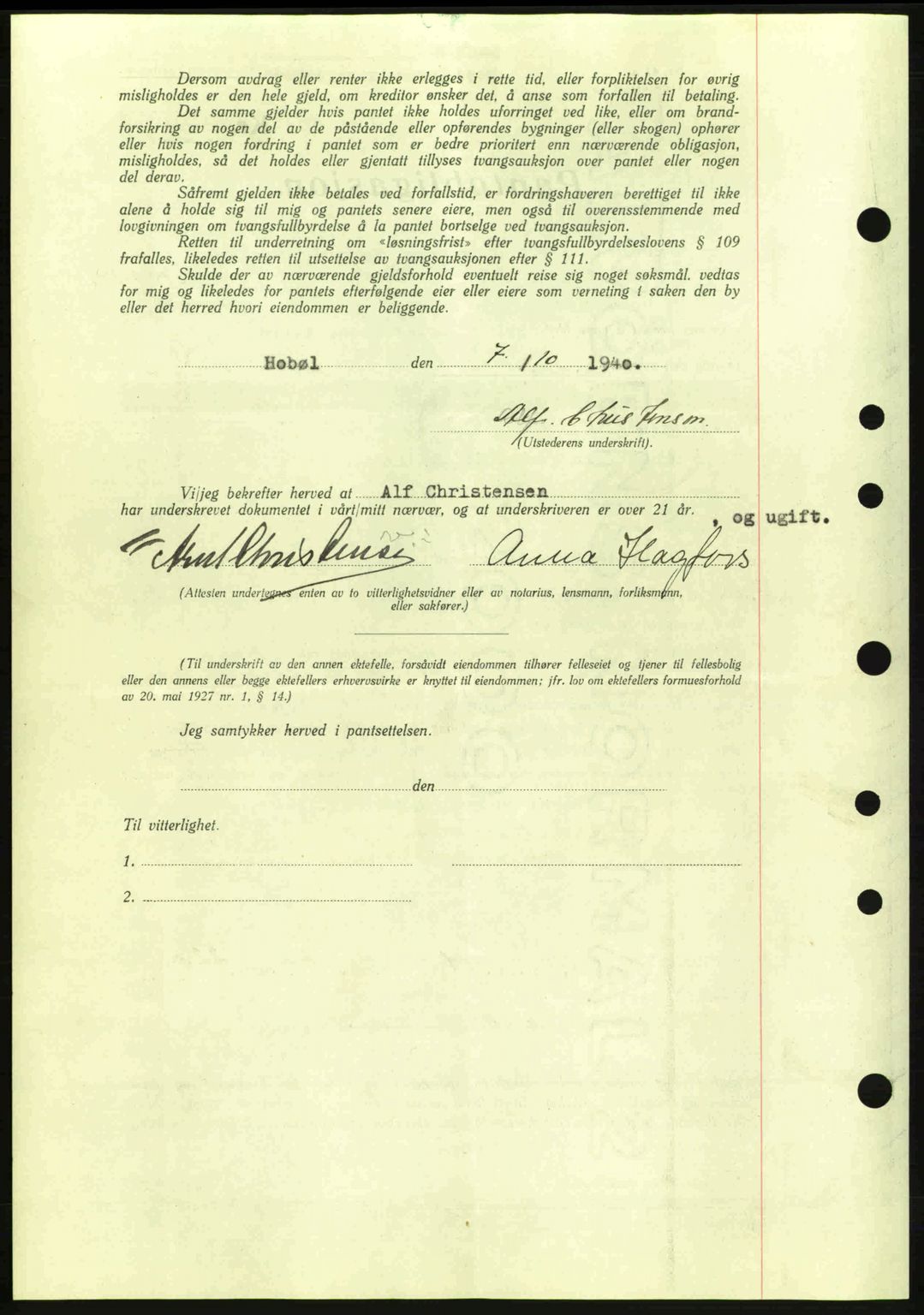 Moss sorenskriveri, SAO/A-10168: Mortgage book no. B10, 1940-1941, Diary no: : 1413/1940