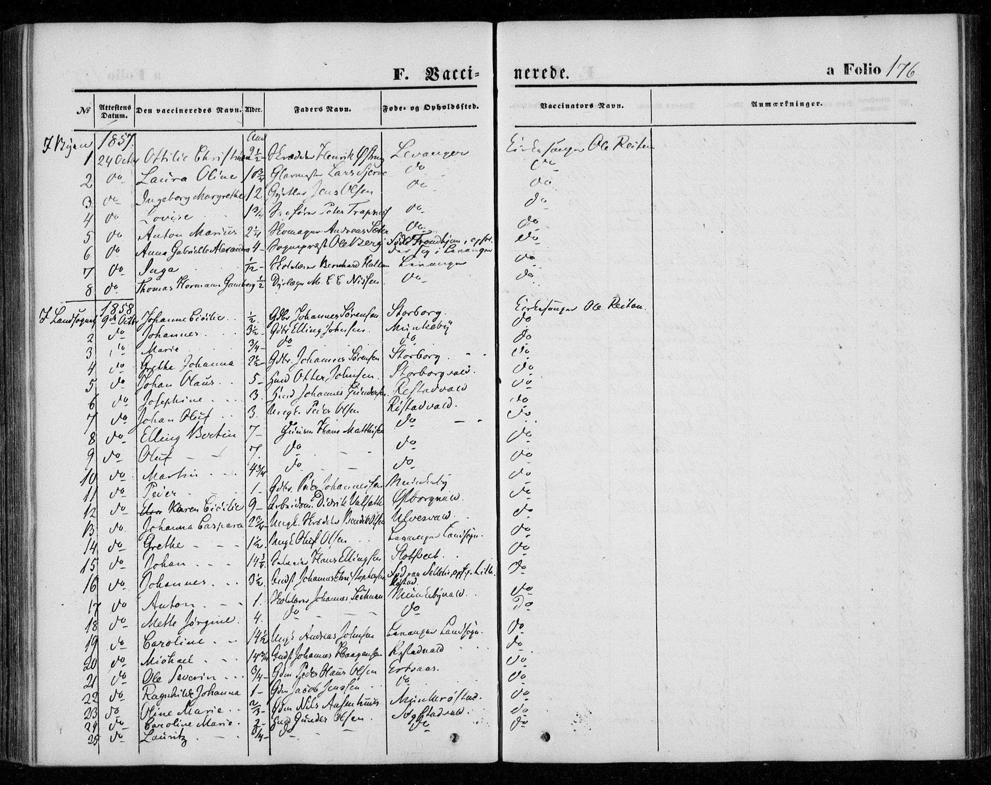 Ministerialprotokoller, klokkerbøker og fødselsregistre - Nord-Trøndelag, SAT/A-1458/720/L0184: Parish register (official) no. 720A02 /1, 1855-1863, p. 176